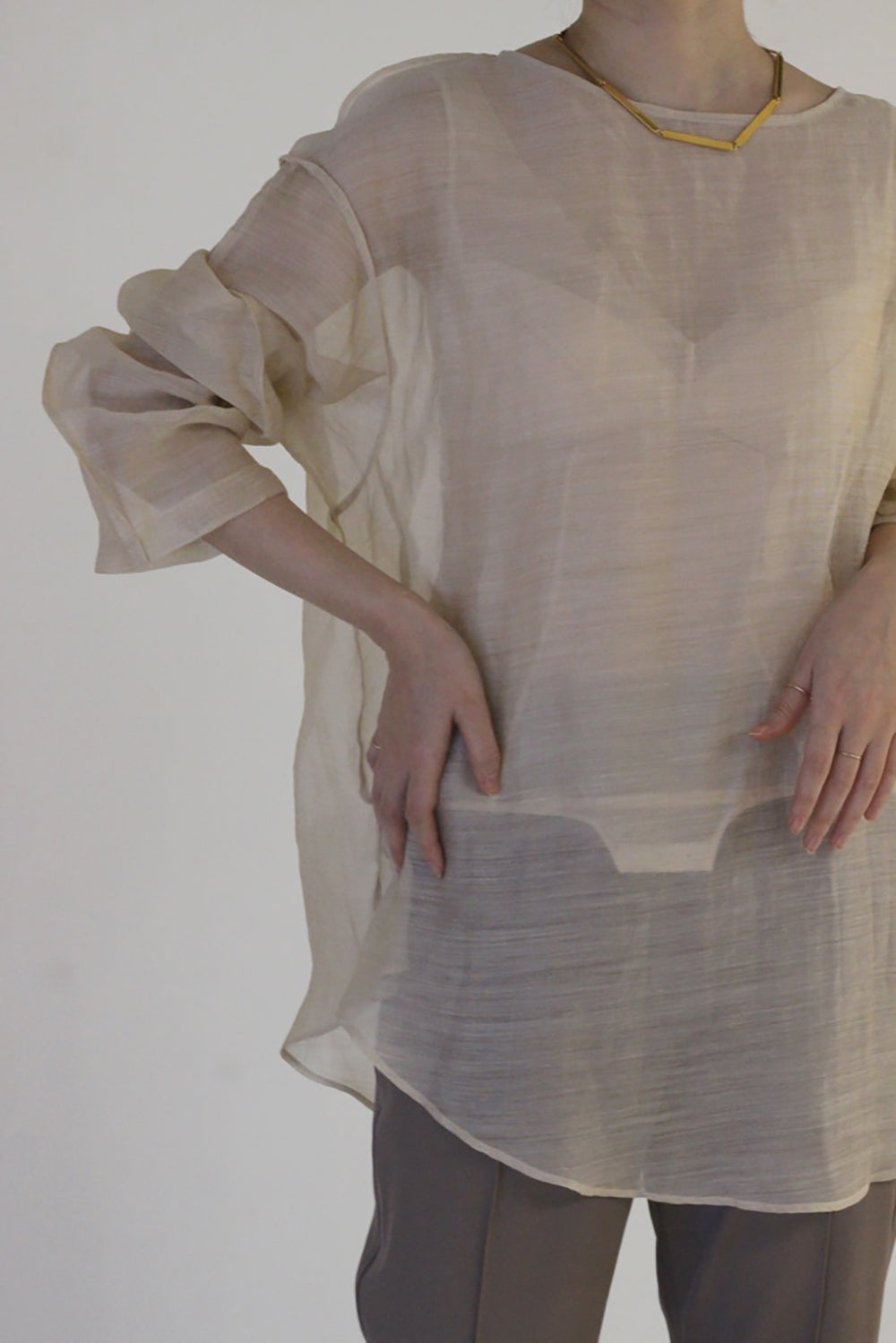 ERiKO KATORi "chanbray organdy top" (beige)