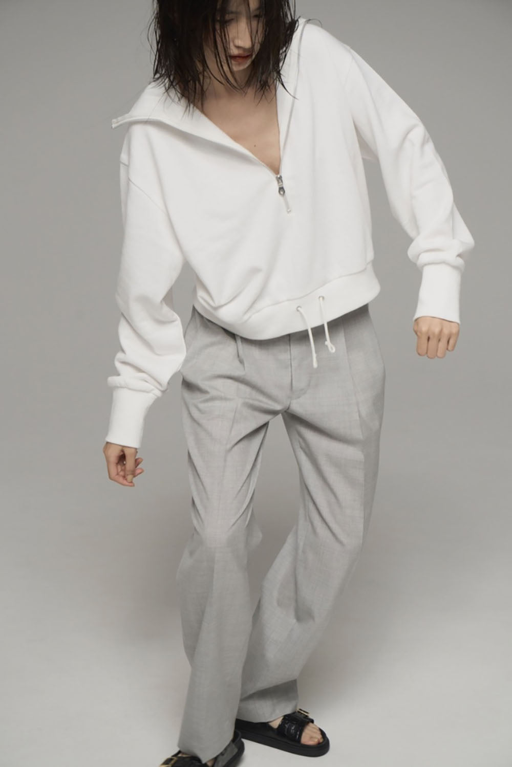 JUN MIKAMI "half zip pullover" (white)