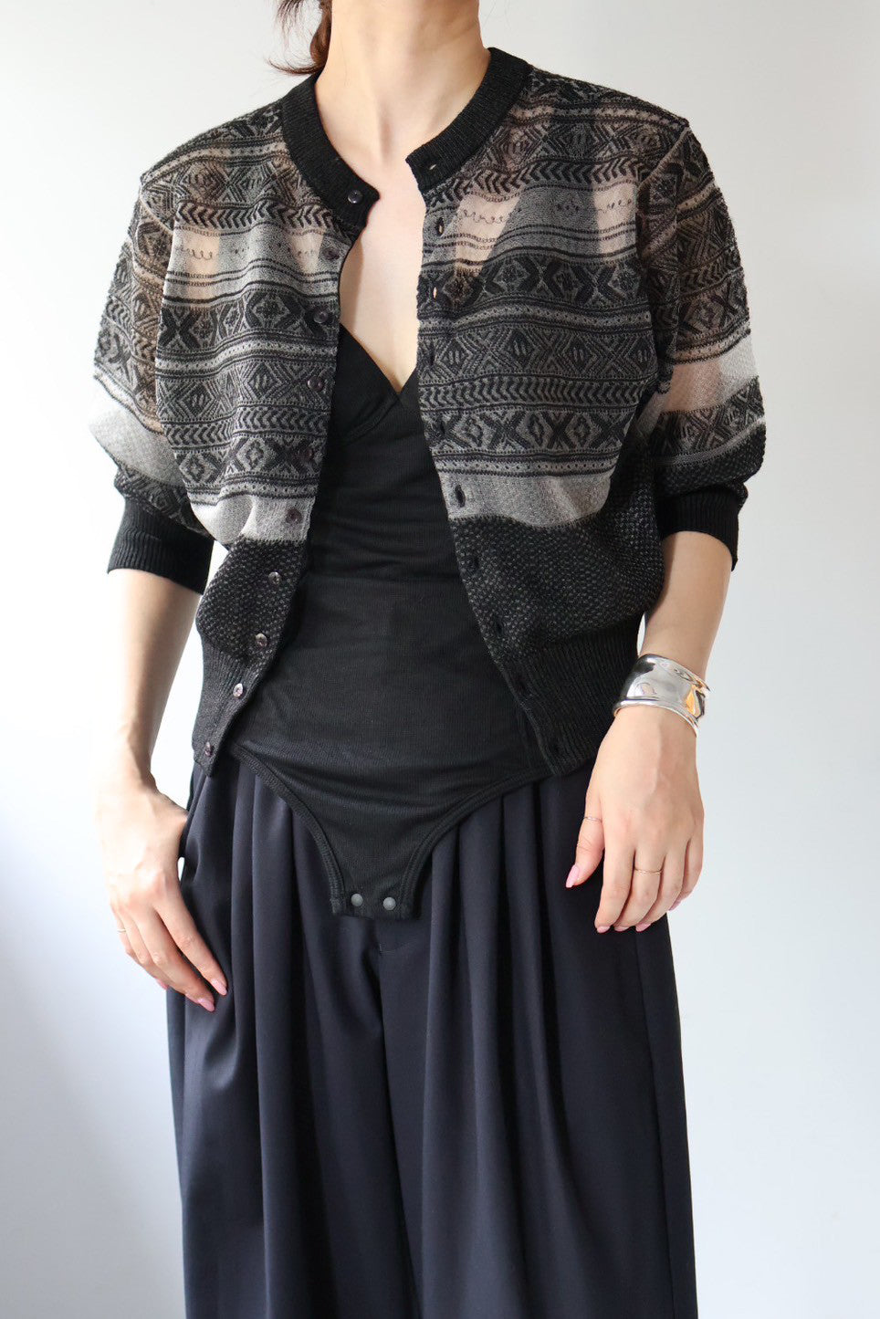 JUN MIKAMI "Fair Isle cardigan" (black)