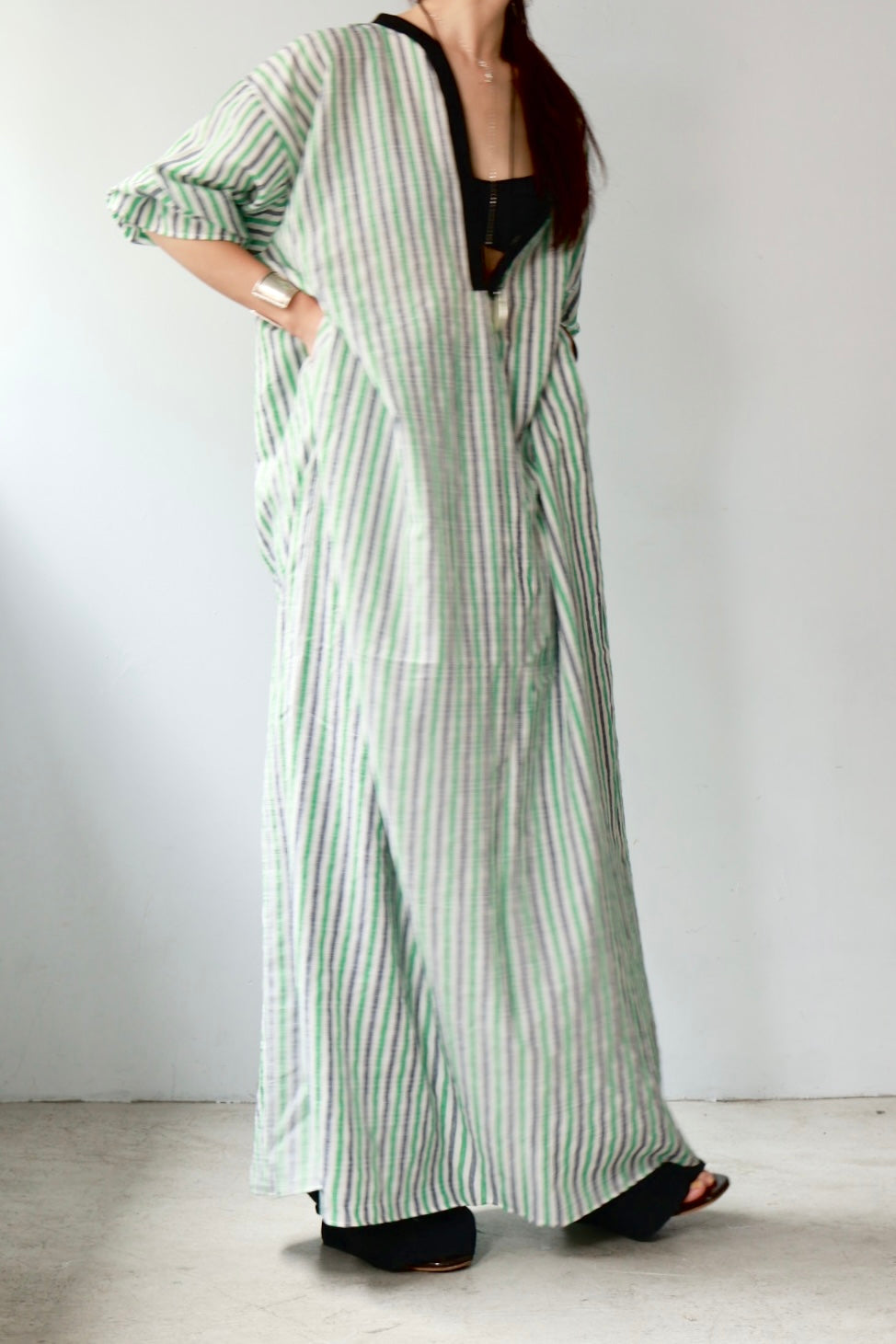 charrita "vestido geraba" (green stripe)