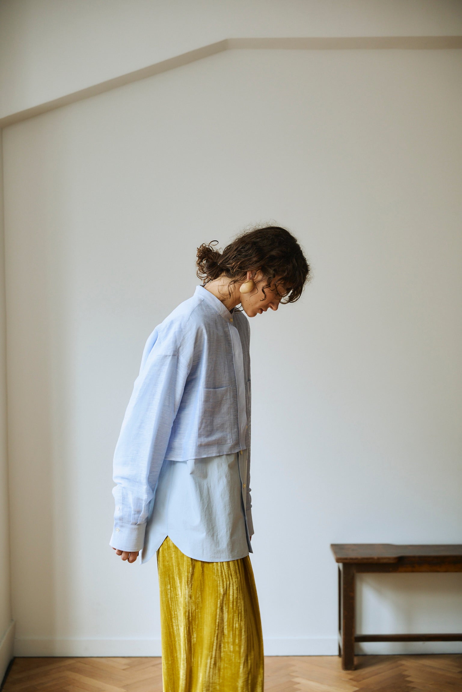 VILLD "Cropped wide shirt" (blue)