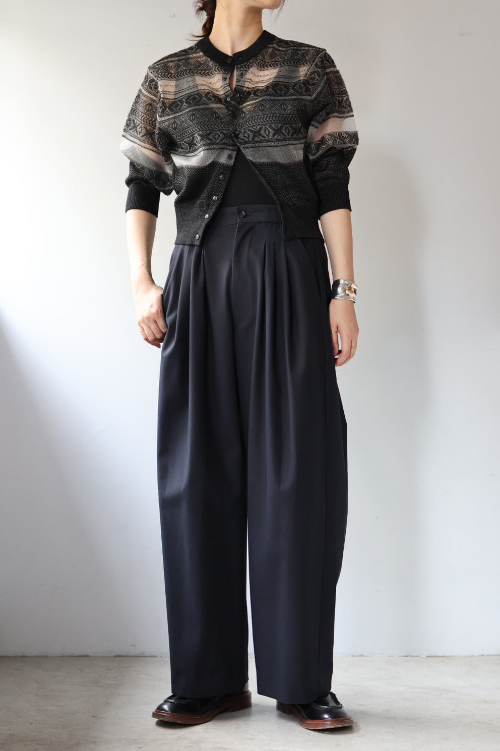 JUN MIKAMI "Fair Isle cardigan" (black)