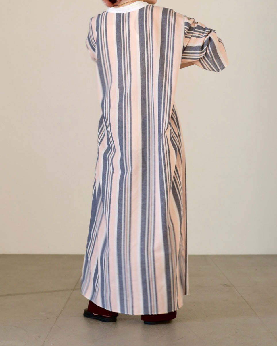 charrita "vestido geraba" (pink×gray stripe)