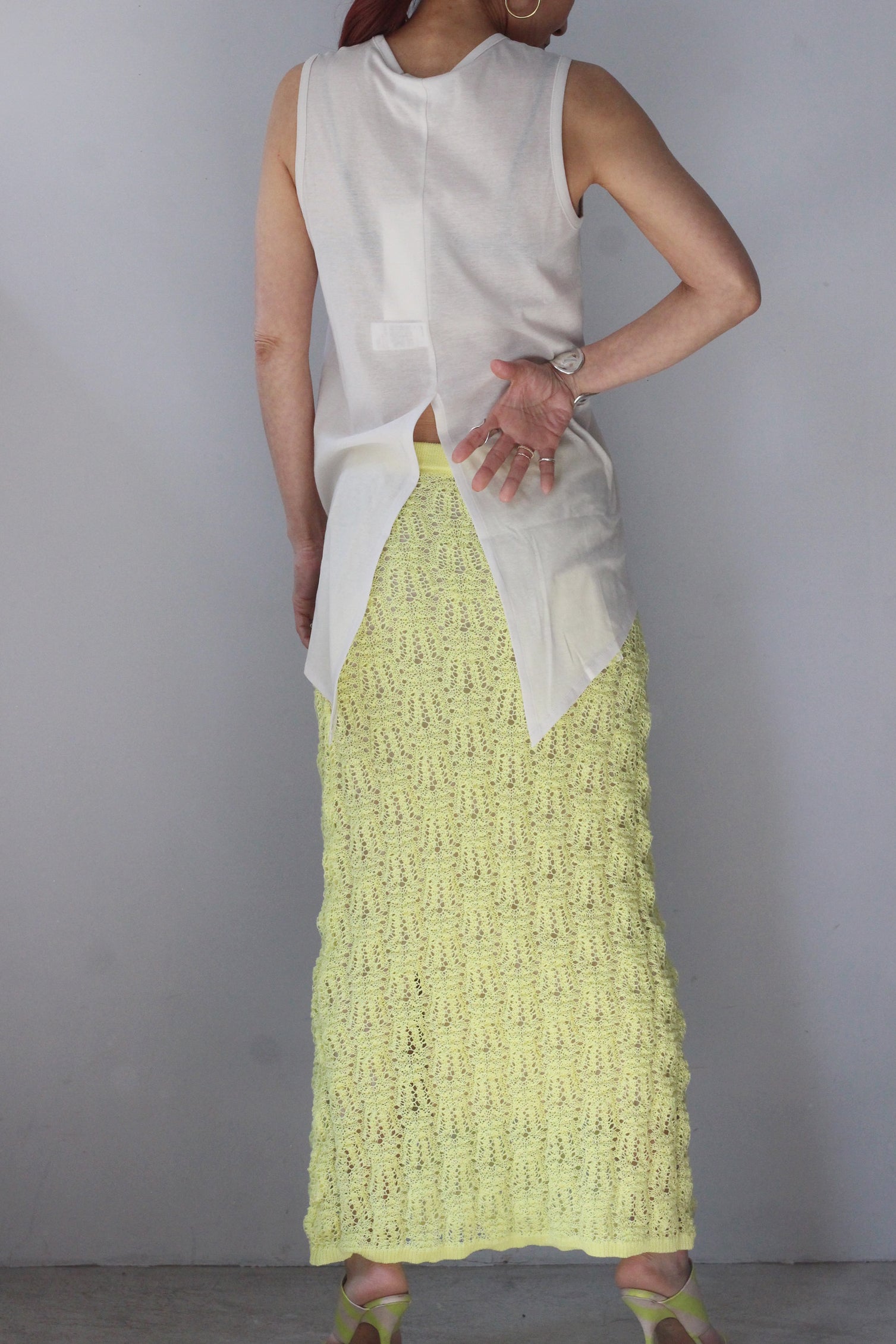NICENICE MOMENT "LACE KNIT SK" (LEMON CREAM / SAND)
