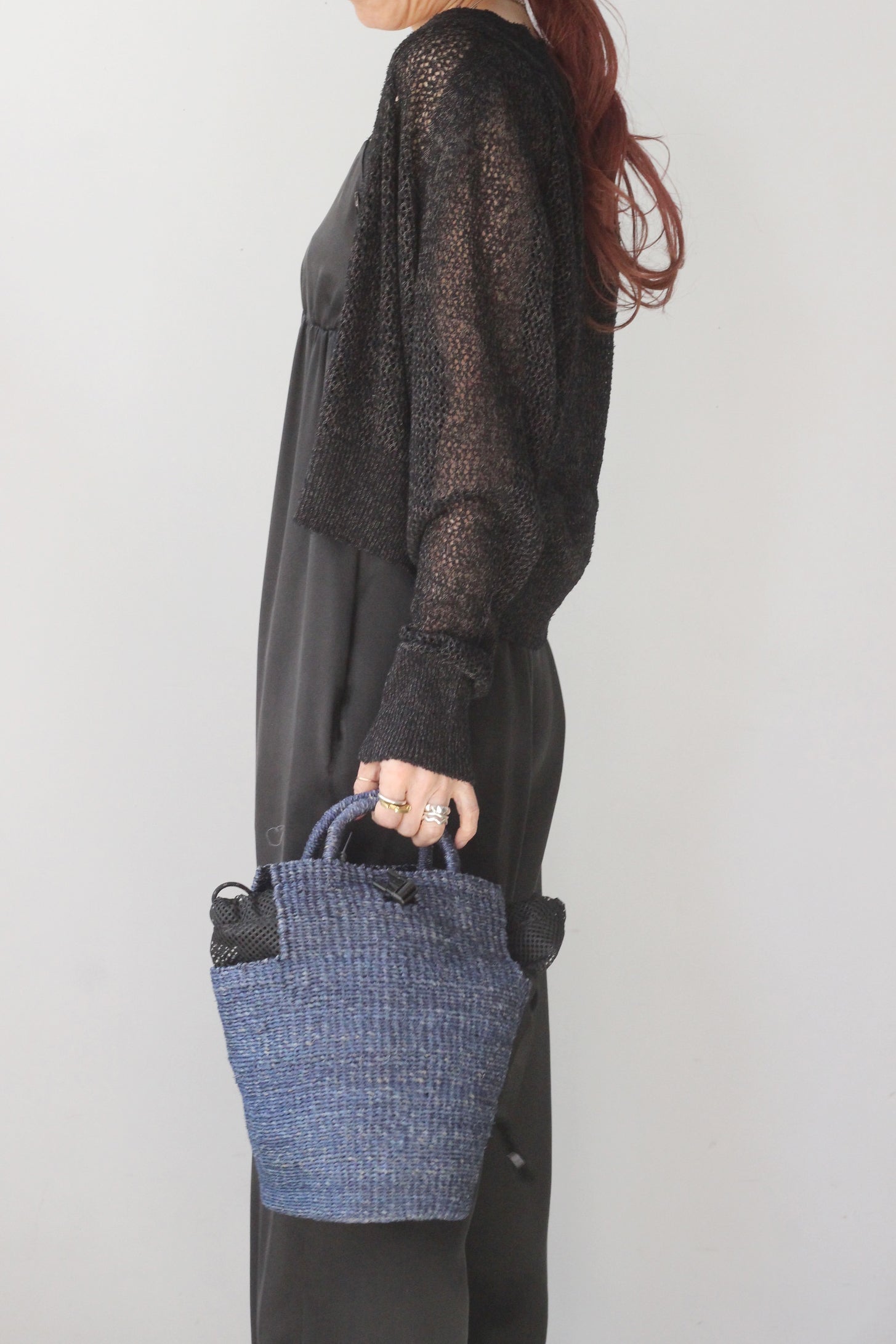 NEPLA "short cardigan mini net knit" (mix black)