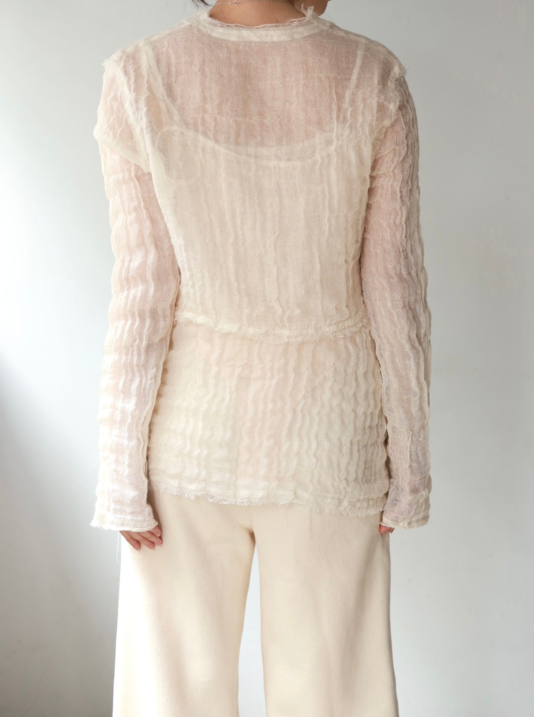ERiKO KATORi "wool linen gawze cardigan" (ivory)