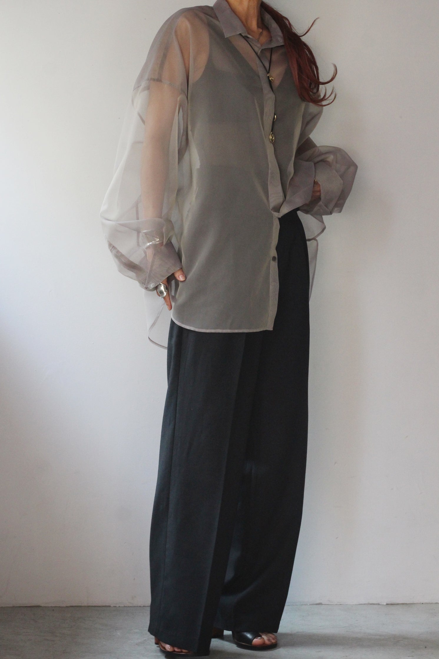 MARGE "chambray organdy shirt" (purple×yellow)