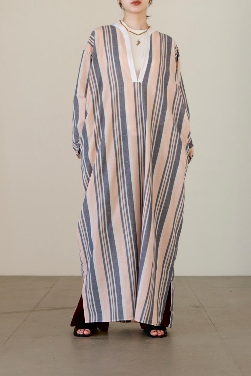 charrita "vestido geraba" (pink×gray stripe)