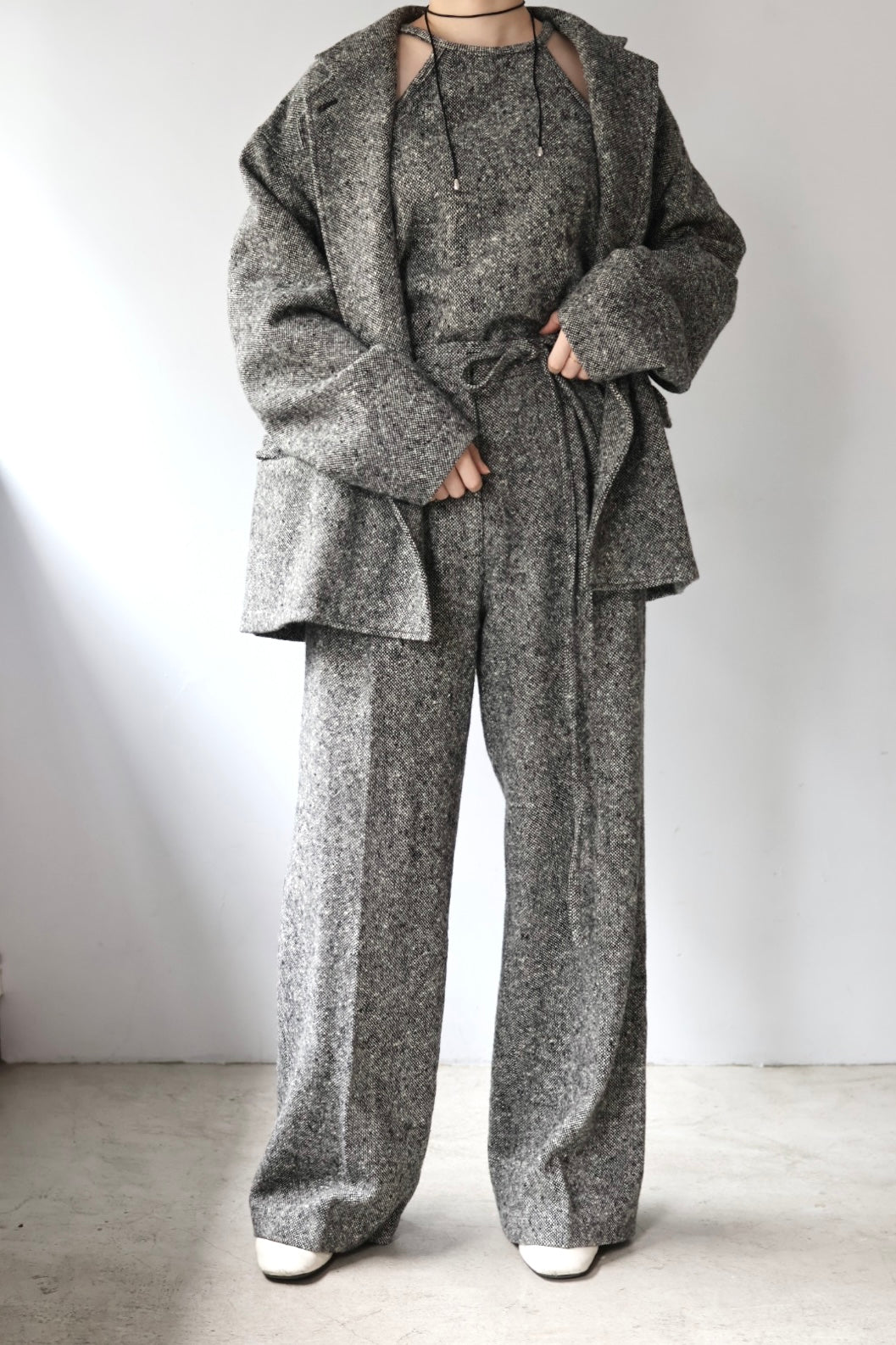 ERiKO KATORi "nep tweed wide pants" (black)