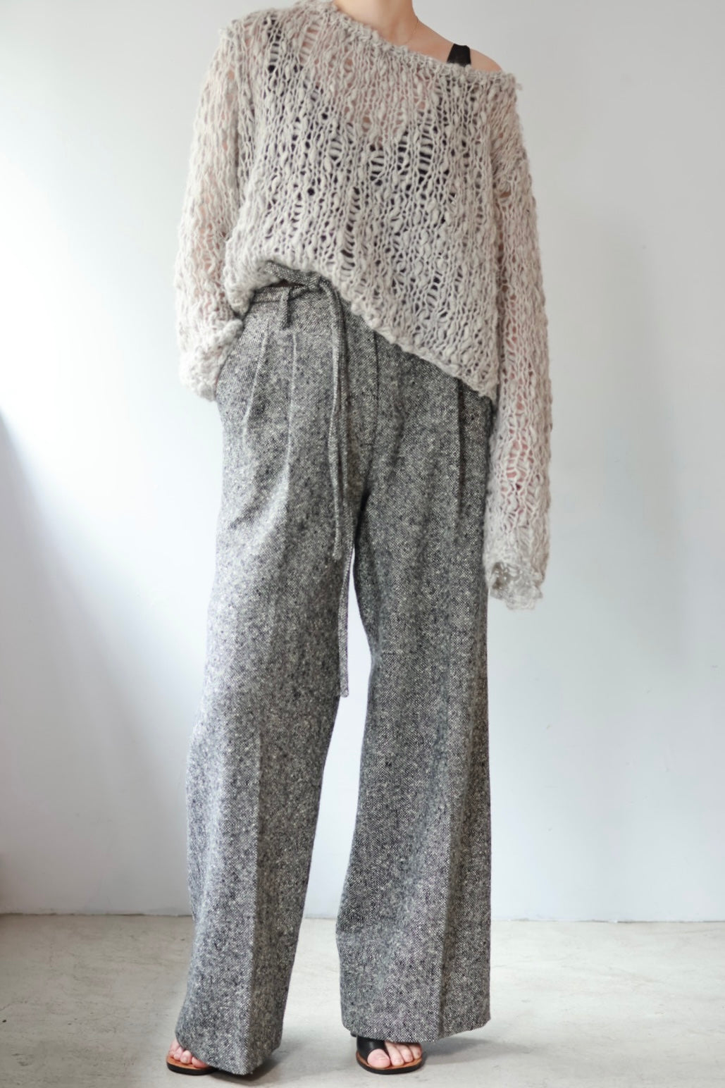 ERiKO KATORi "nep tweed wide pants" (black)