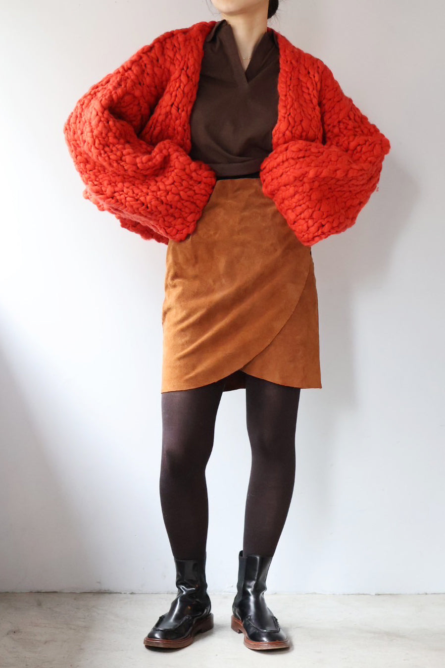 HAKUJI "Hand-knitted cardigan" (red)