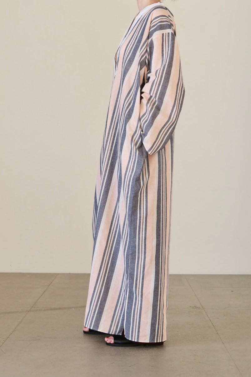 charrita "vestido geraba" (pink×gray stripe)