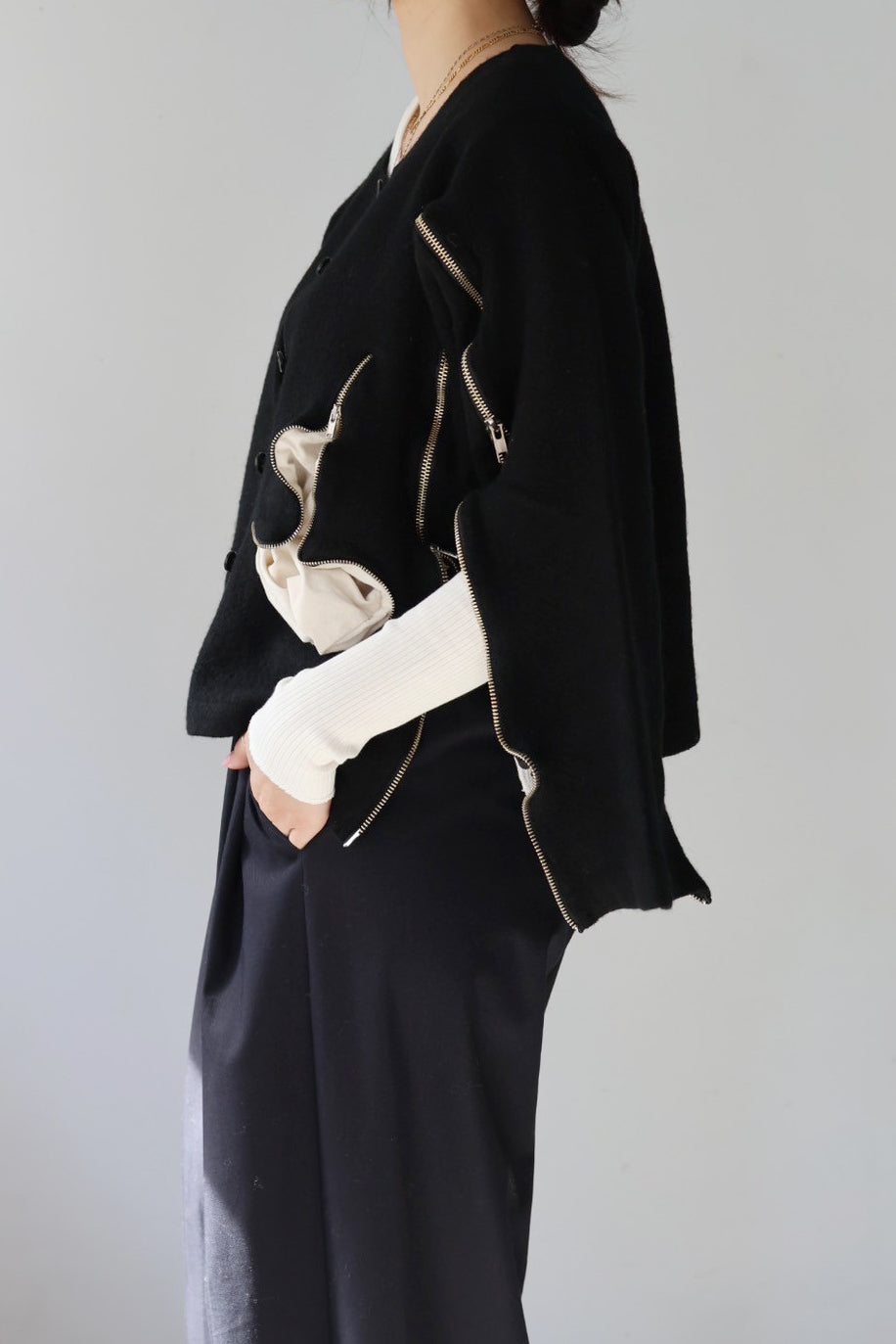 Pillings "inside zip cardigan" (black)
