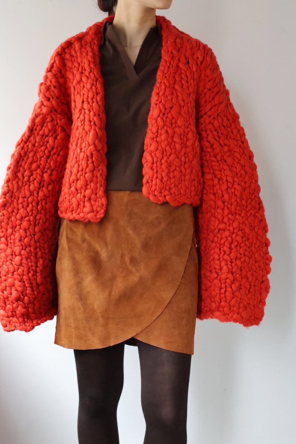 HAKUJI "Hand-knitted cardigan" (red)