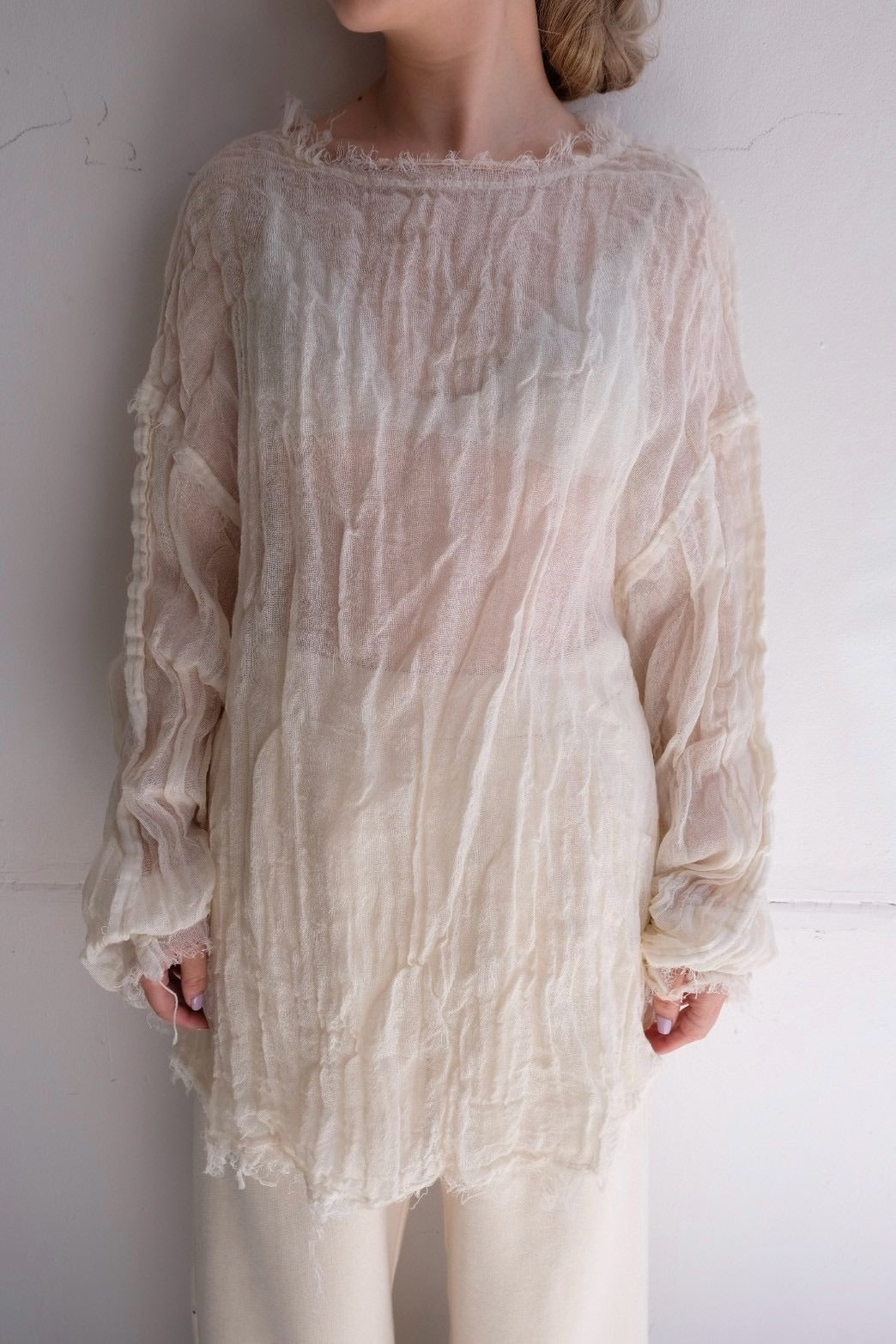 ERiKO KATORi "wool linen gawze top" (ivory)