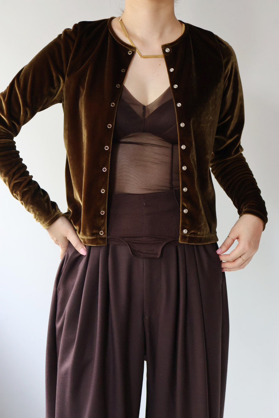 JUN MIKAMI "velvet cardigan" (brown)