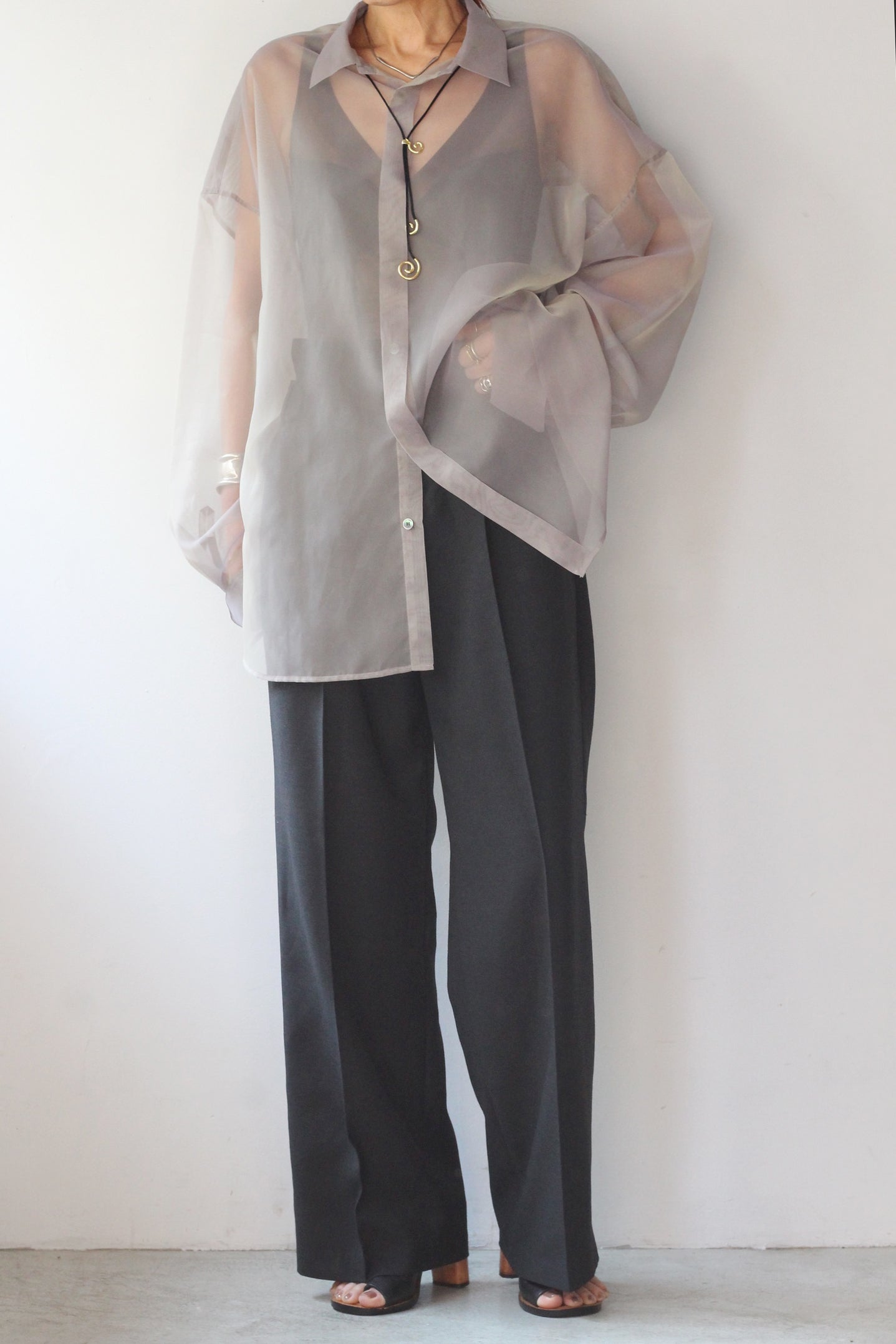 MARGE "chambray organdy shirt" (purple×yellow)