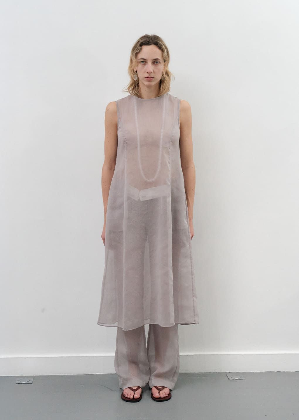 AMOMENT "sheer straight fit pants" (gray)