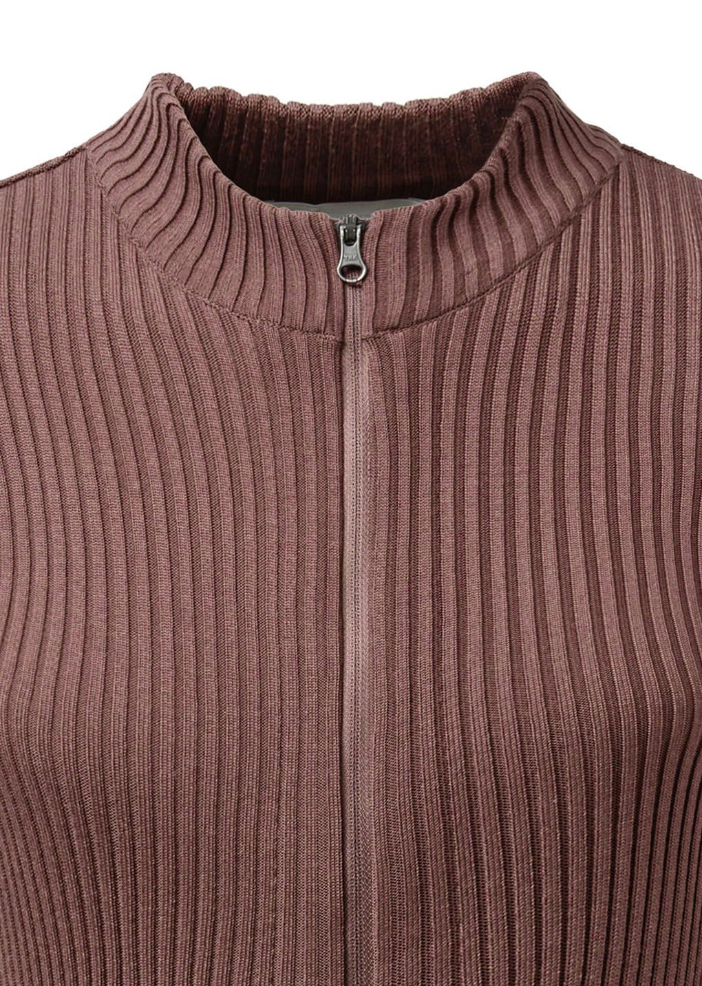 AMOMENT "ribbed mock neck cardigan" (brown)