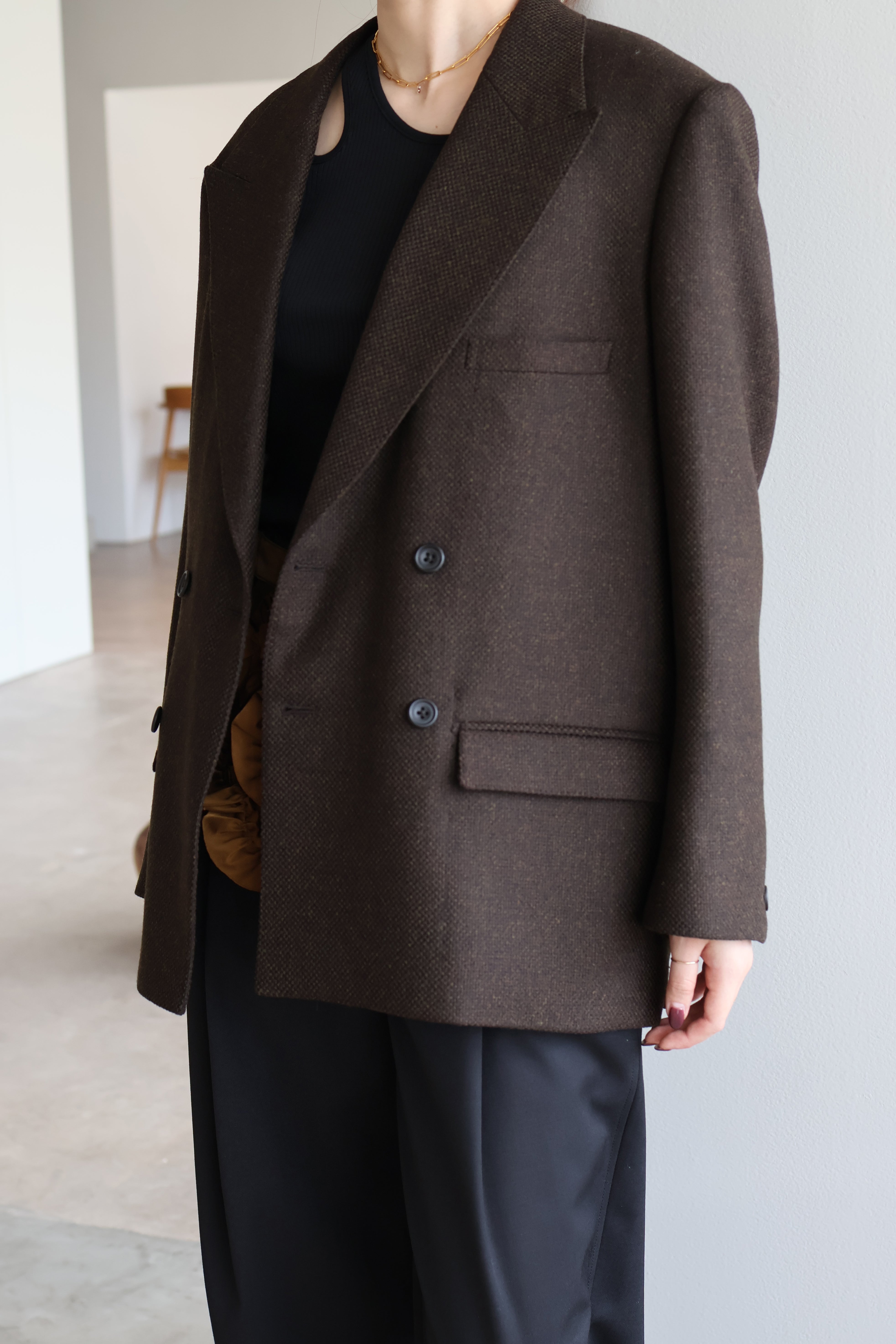 MARGE “wool double-breasted peak lapel jacket“