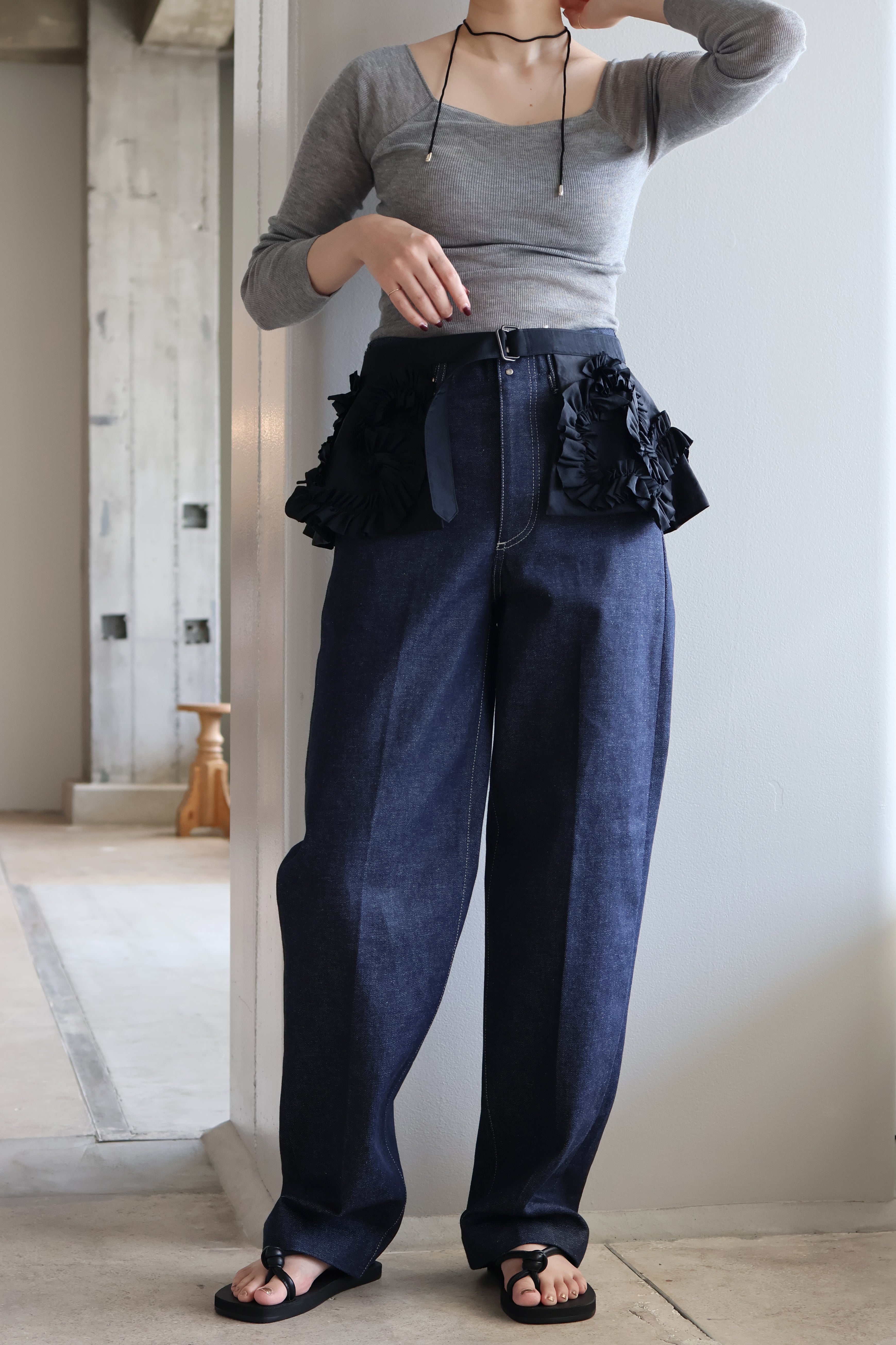 MARGE "taffeta frill detail belt" (black)