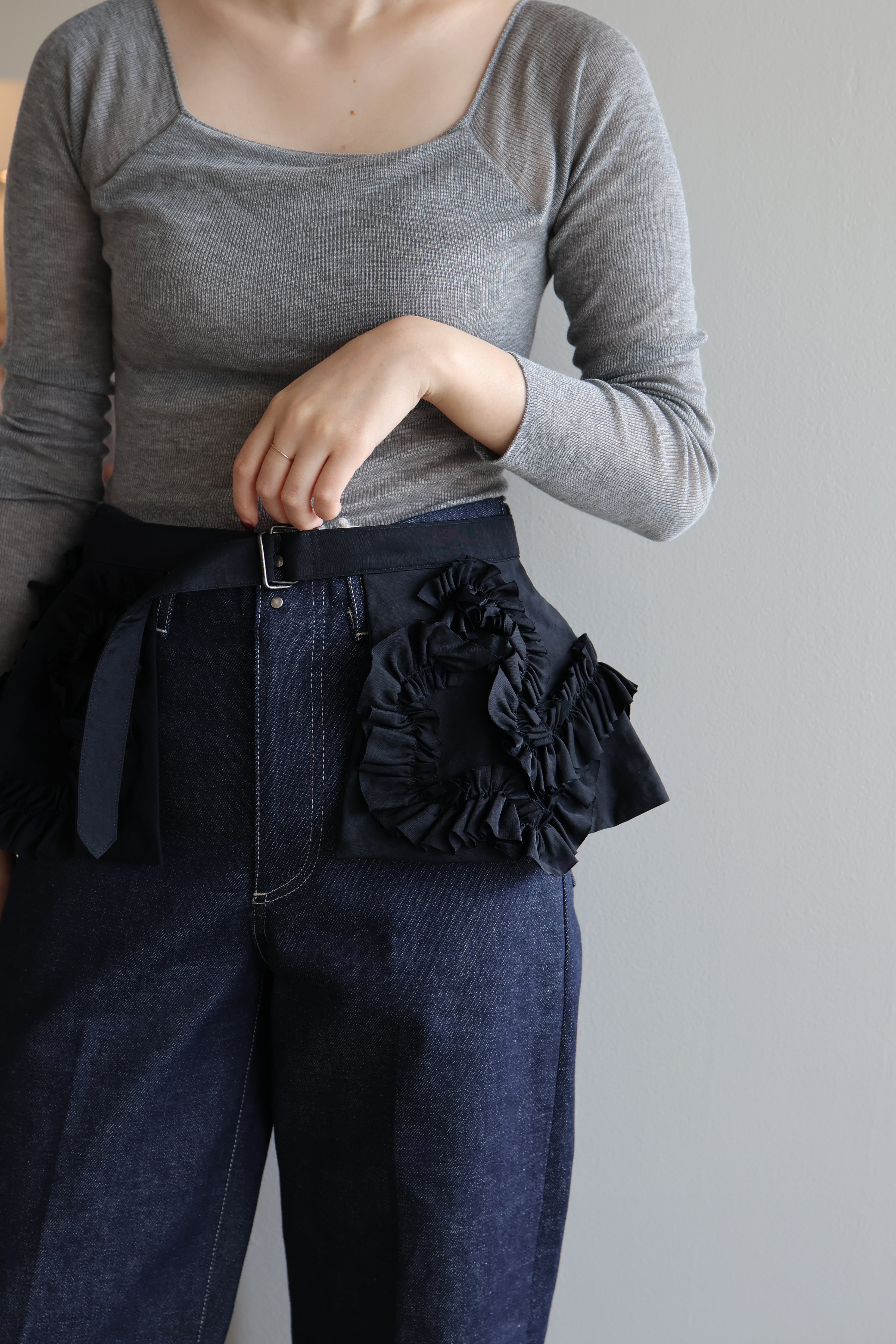MARGE "taffeta frill detail belt" (black)