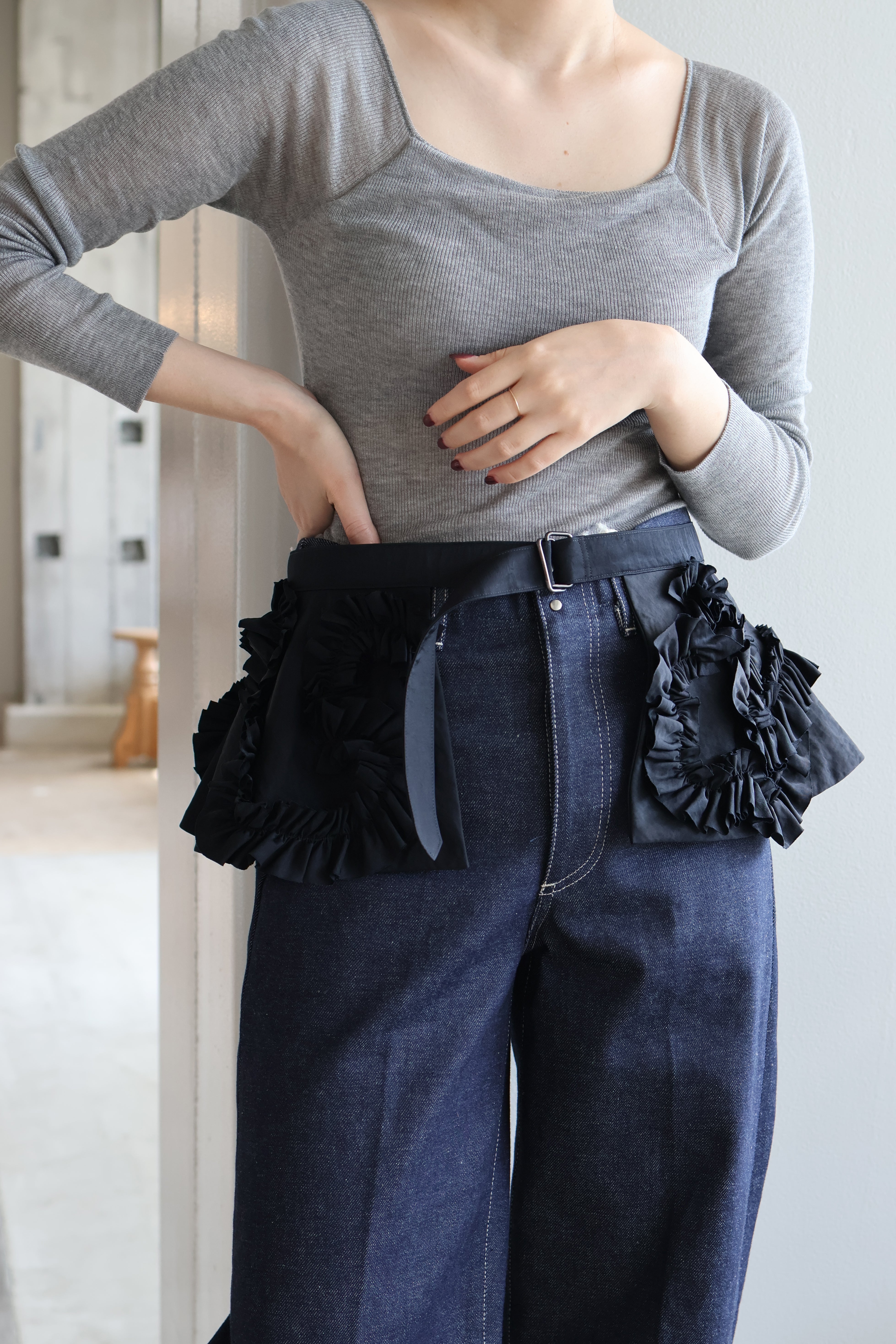 MARGE "taffeta frill detail belt" (black)