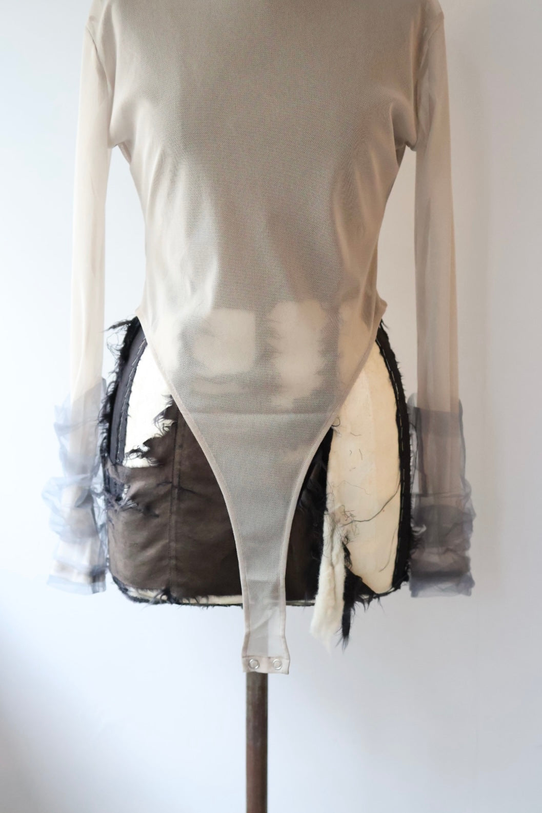 限定　marge Tulle bicolor sleeve body suits MARGE 