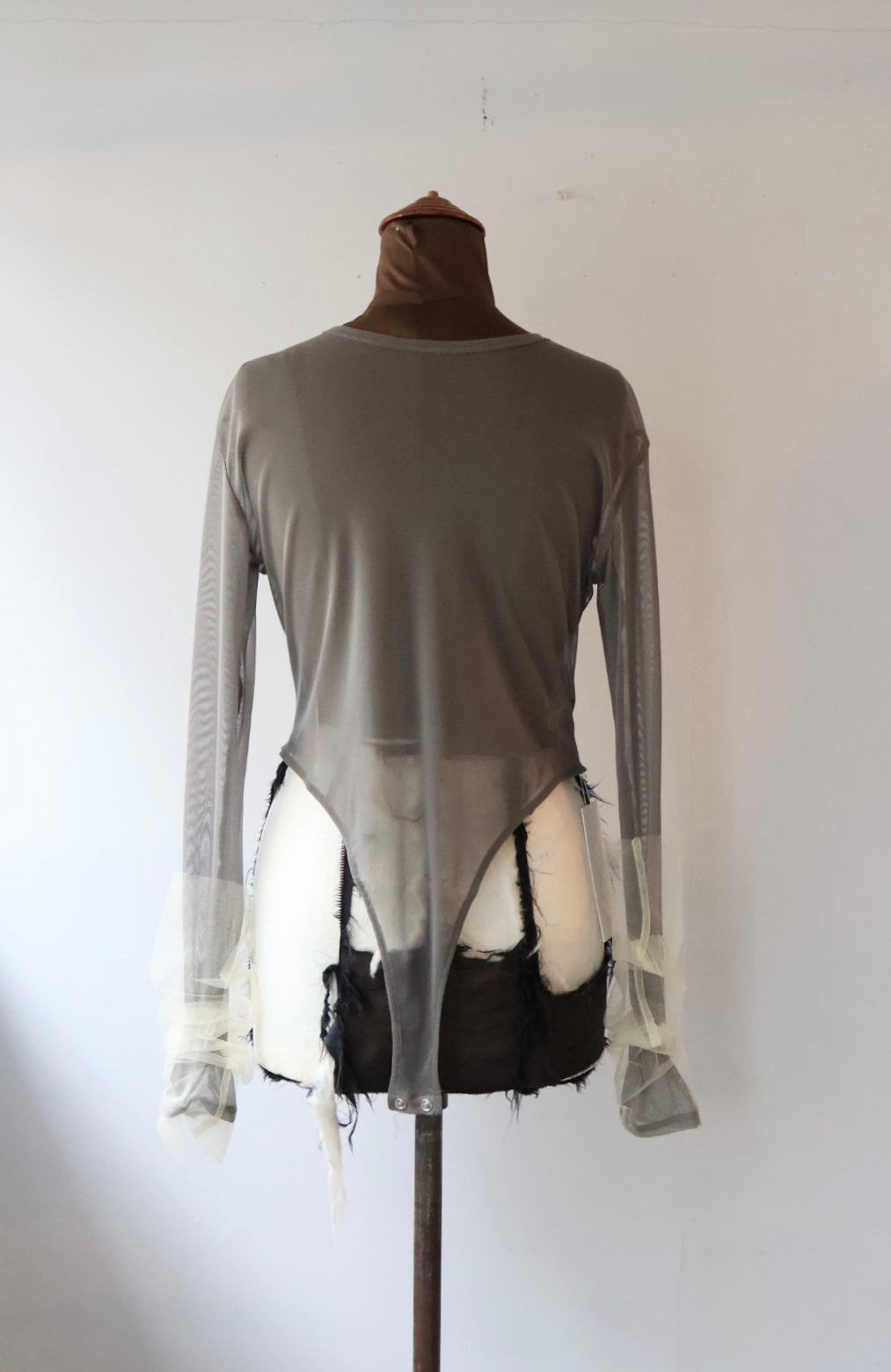 限定　marge Tulle bicolor sleeve body suits MARGE 