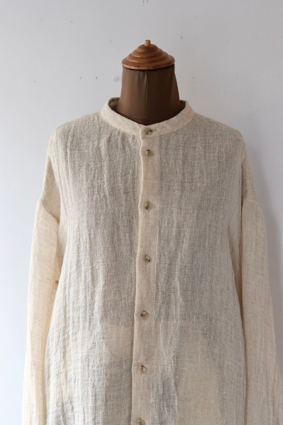 VILLD ”linen no collar shirts” (beige) – lillt-store