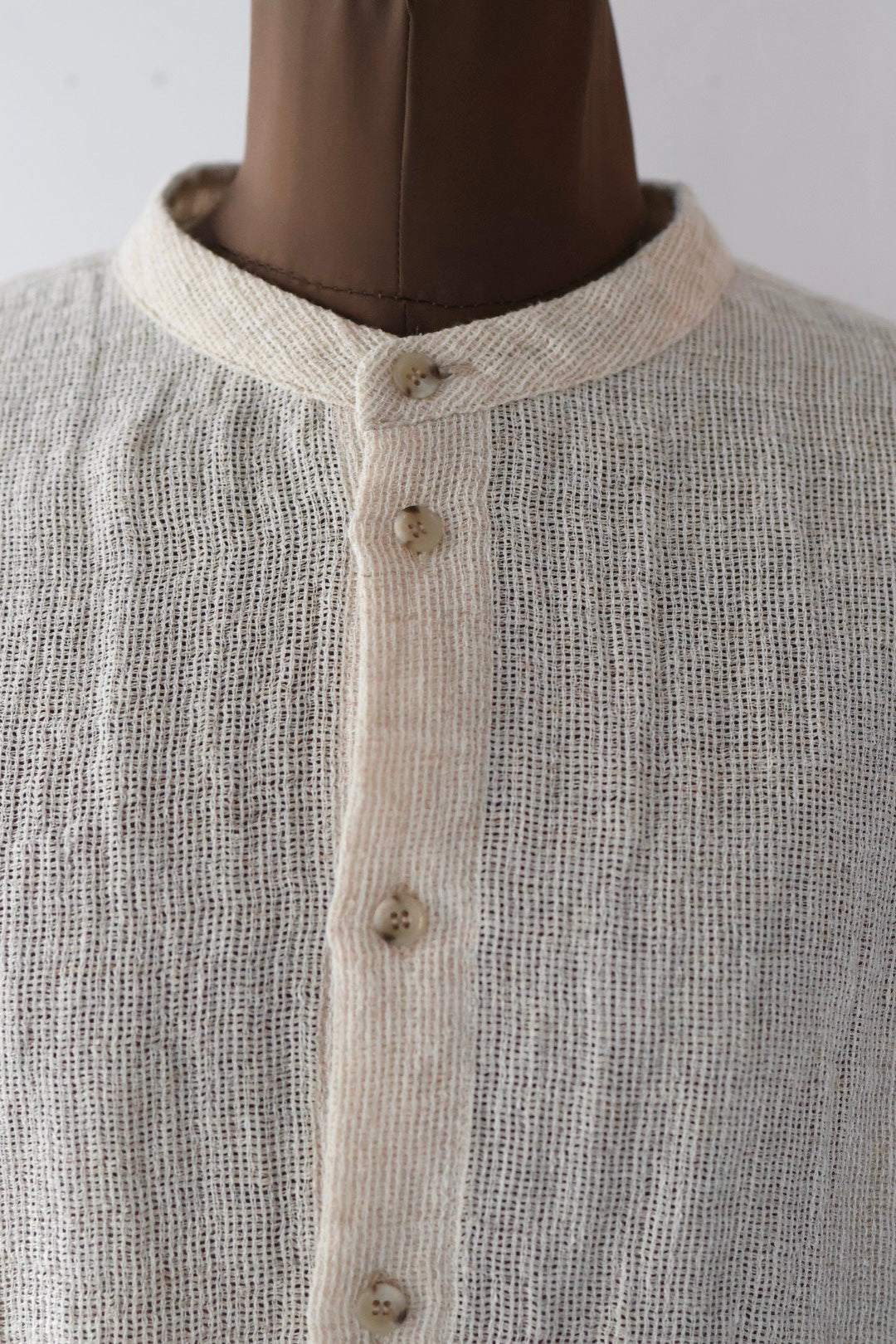 VILLD ”linen no collar shirts” (beige) – lillt-store