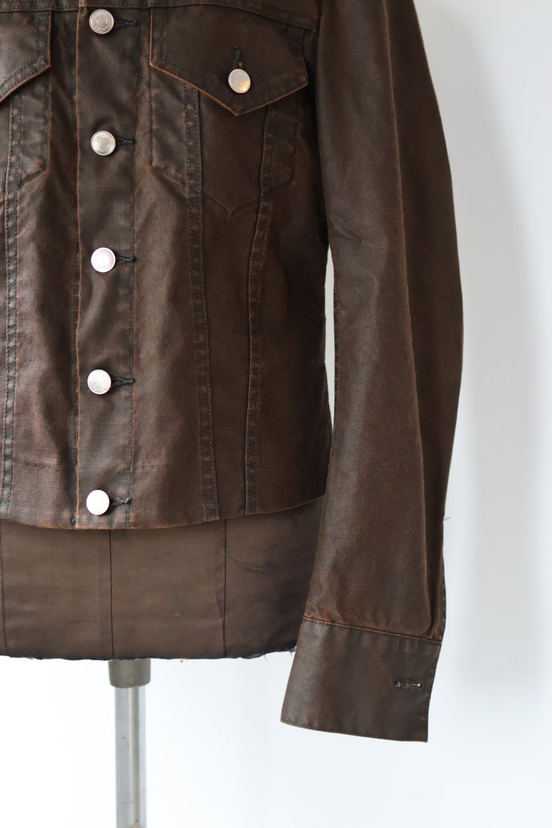TANAKA "No collar trucker jacket" (brown)