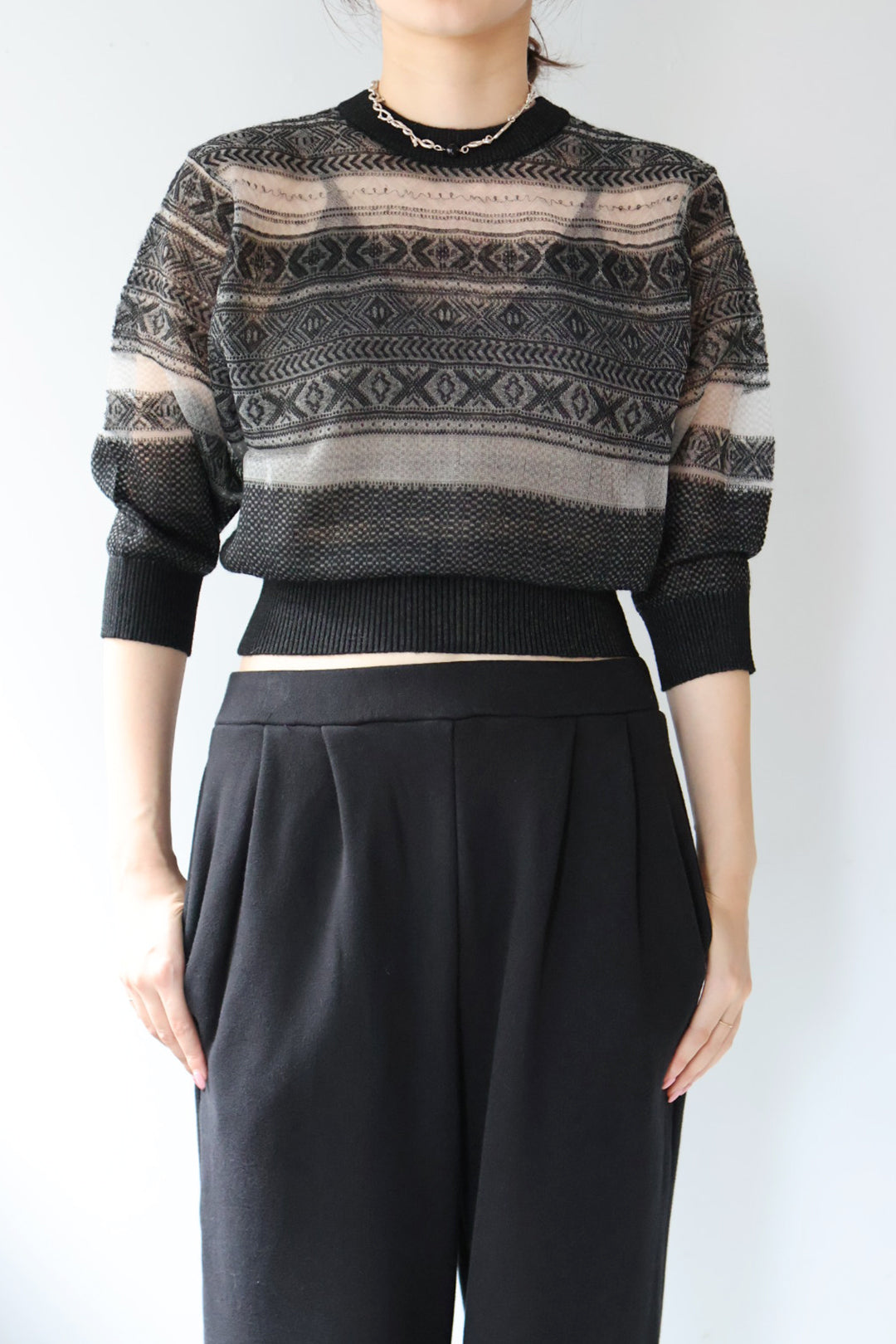 JUN MIKAMI "Fair Isle cardigan" (black)