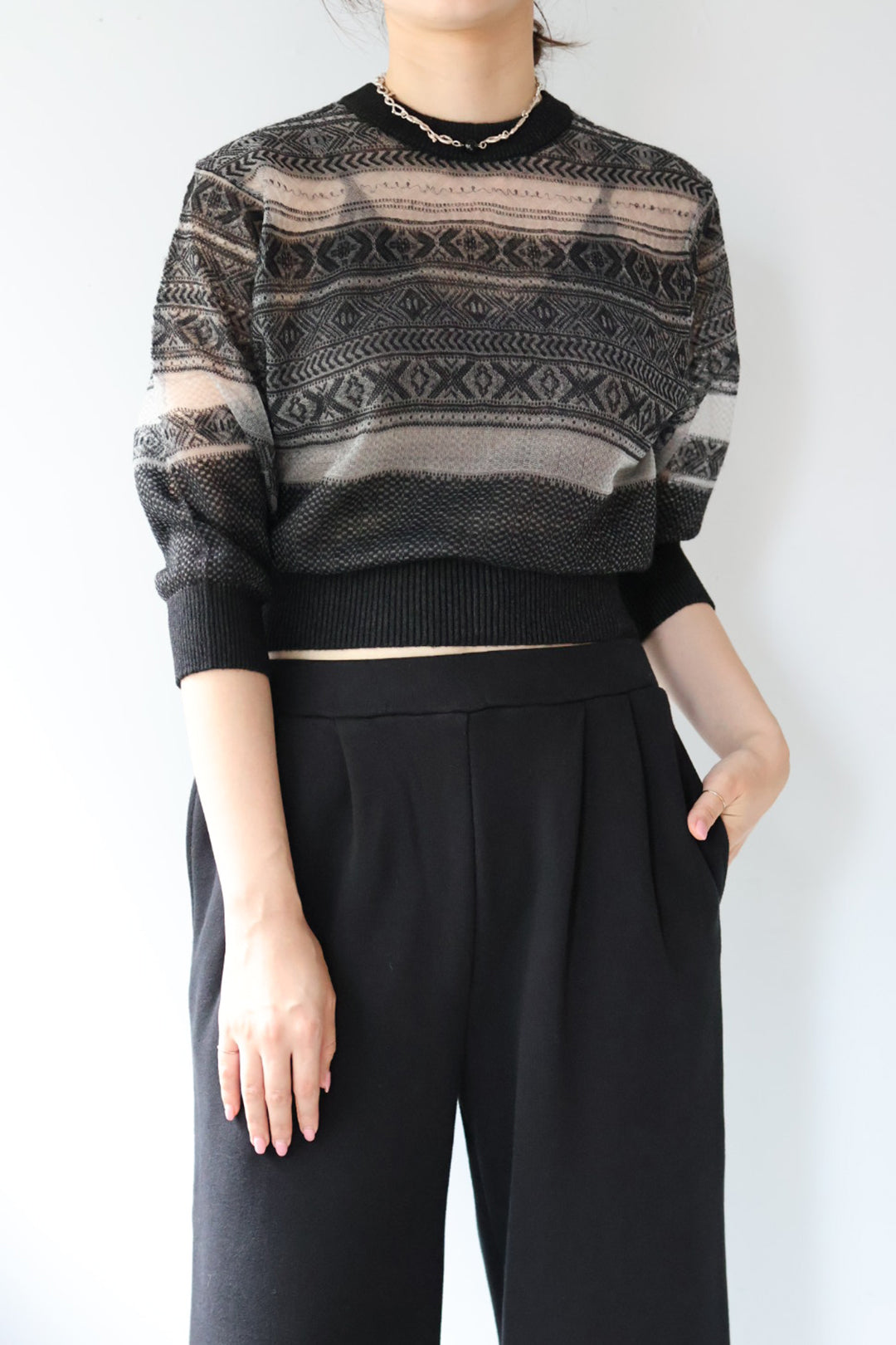 JUN MIKAMI "Fair Isle cardigan" (black)