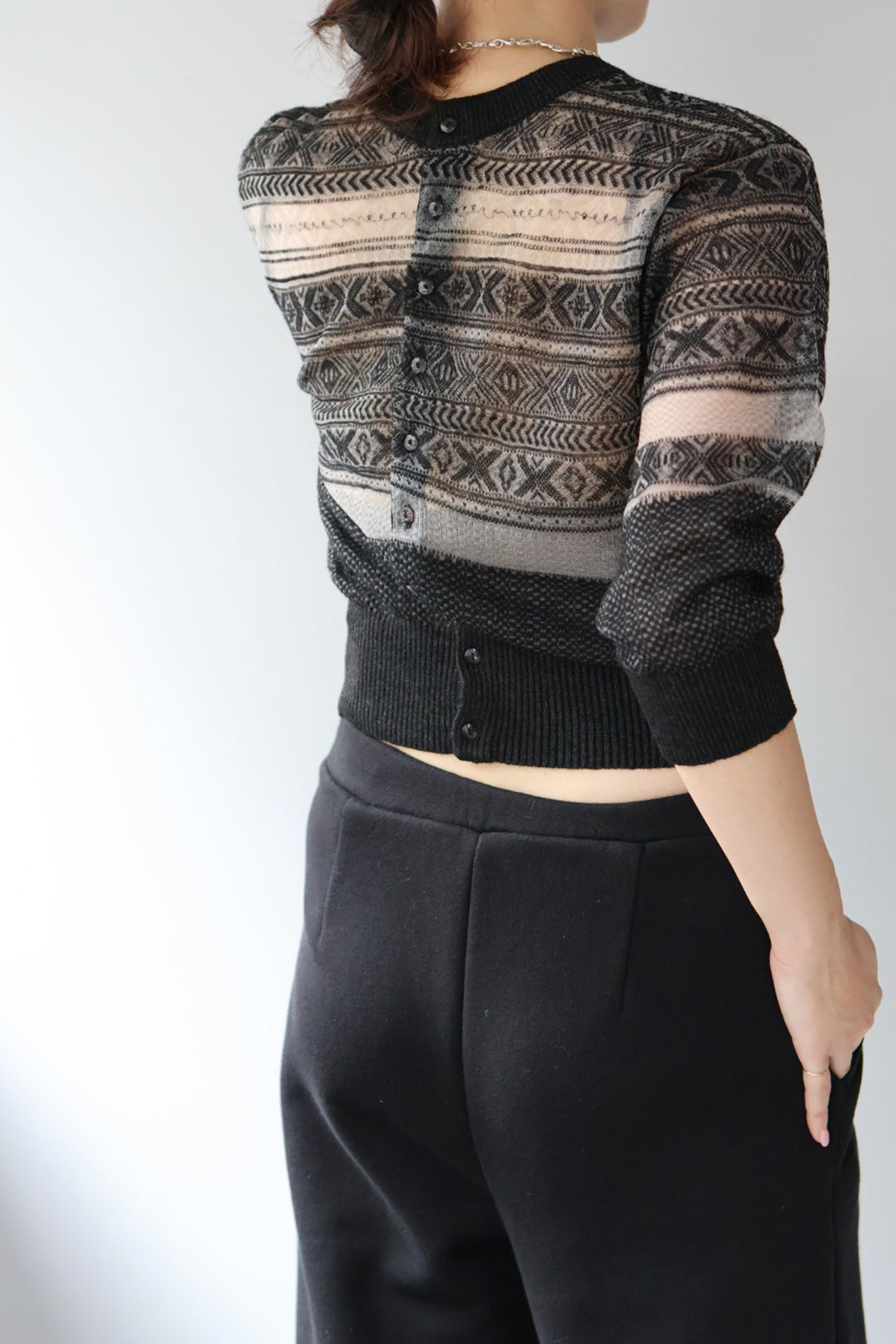 JUN MIKAMI "Fair Isle cardigan" (black)