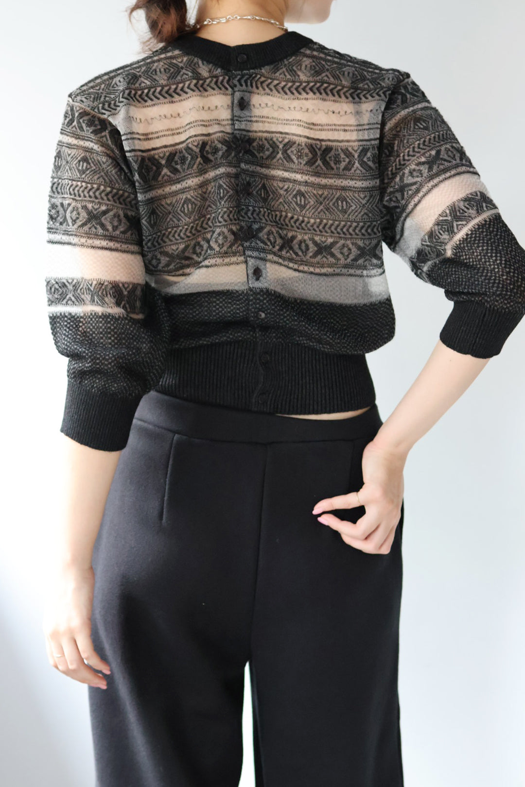 JUN MIKAMI "Fair Isle cardigan" (black)