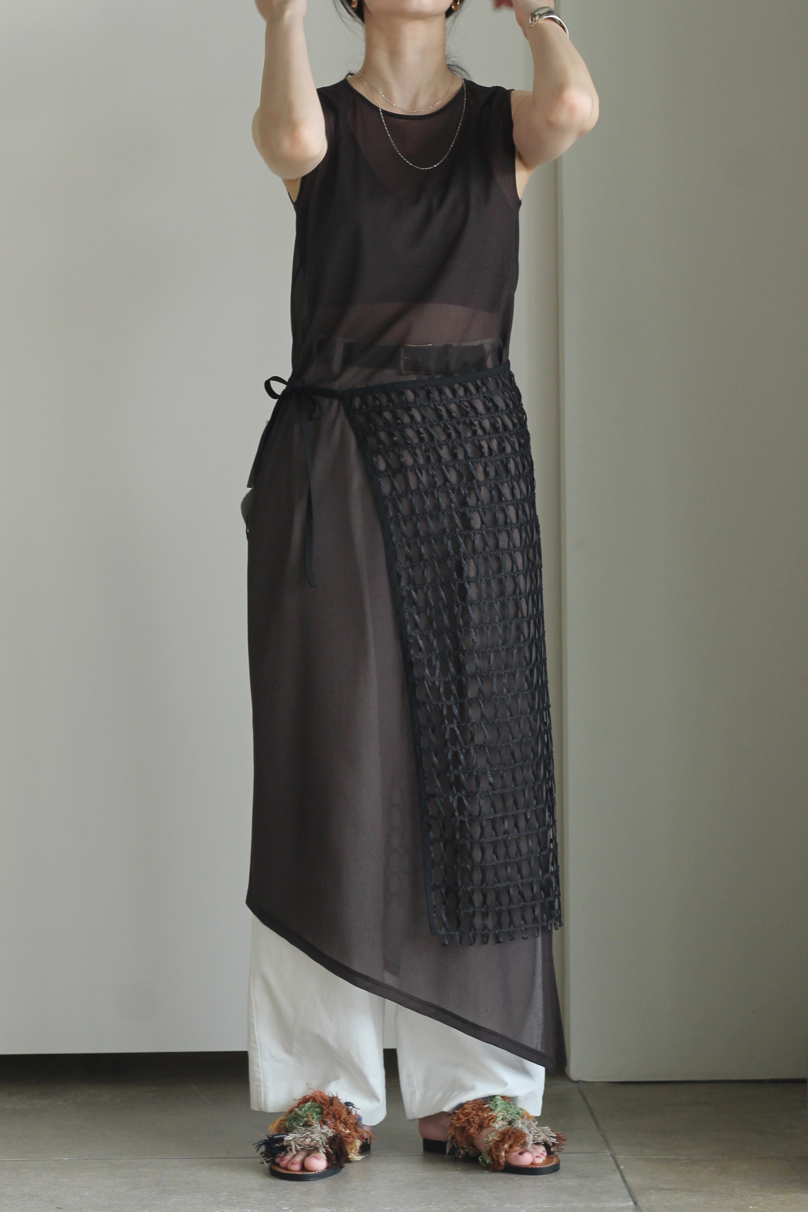 HAKUJI "Raschel lace waist wrap" (black)