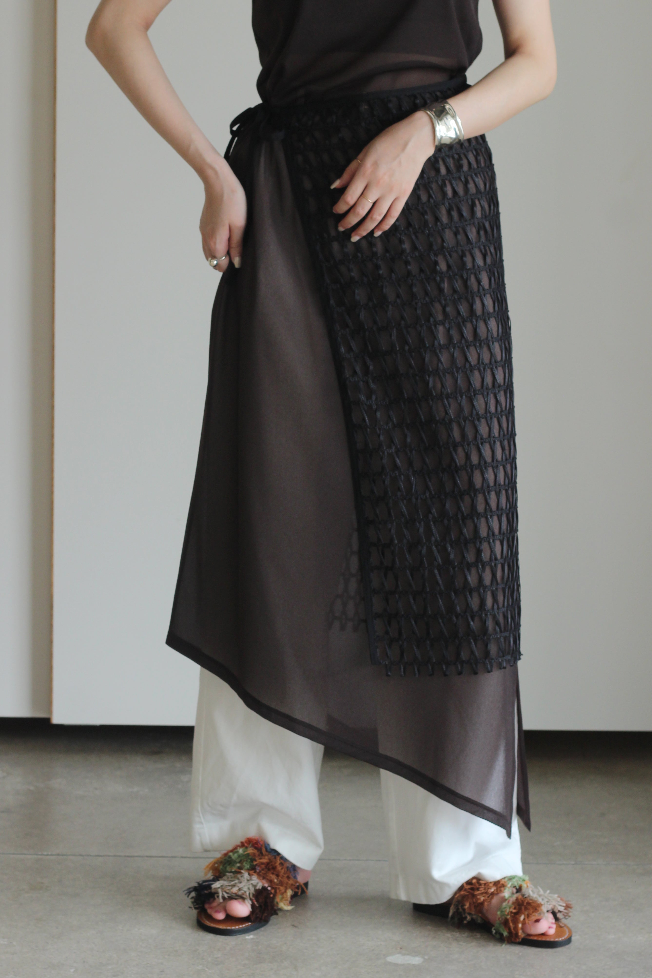 HAKUJI "Raschel lace waist wrap" (black)