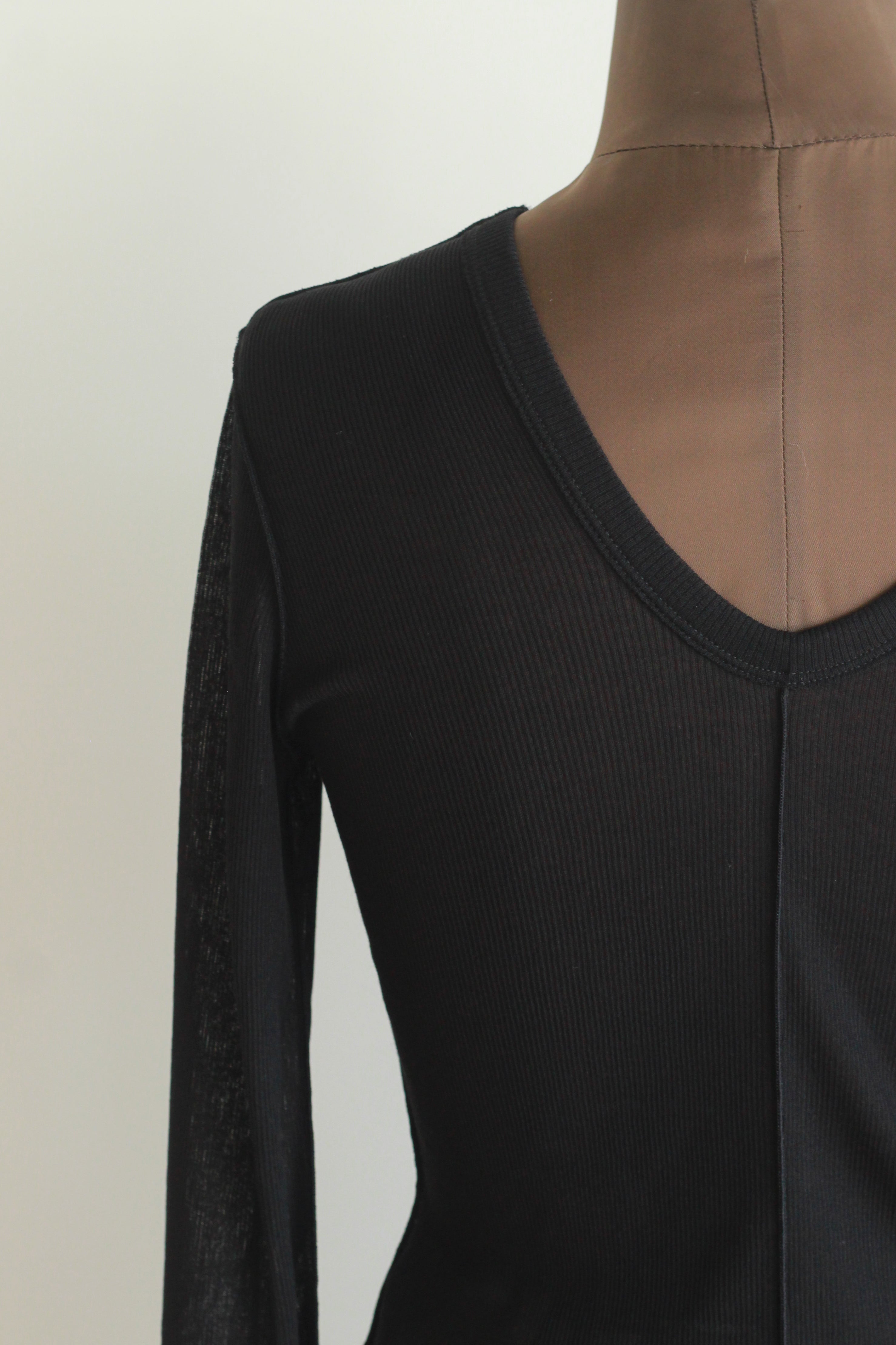 HAKUJI "Sheer rib L/S PO" (black)