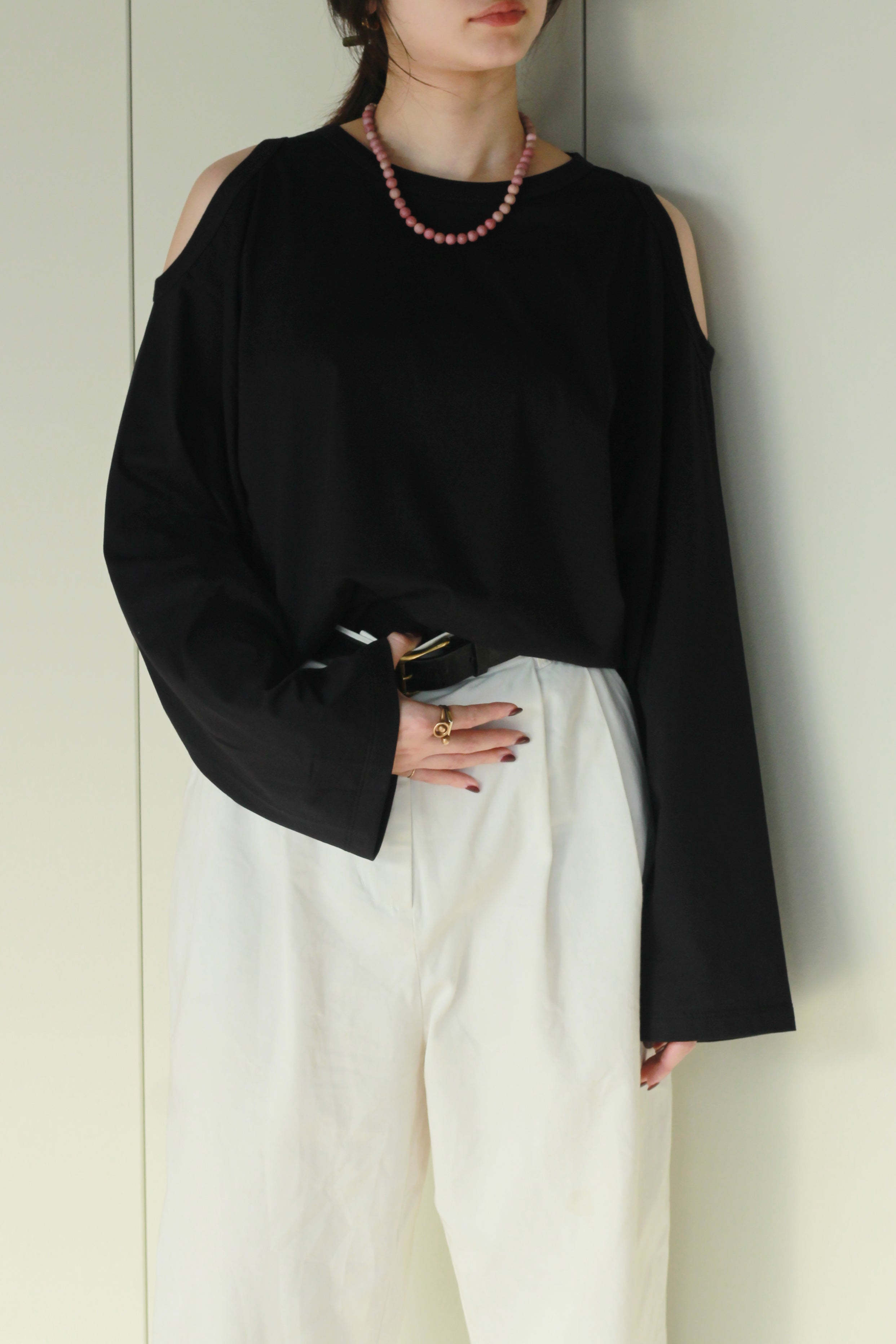 HAKUJI "Compact cotton shoulder hole LS" (black)