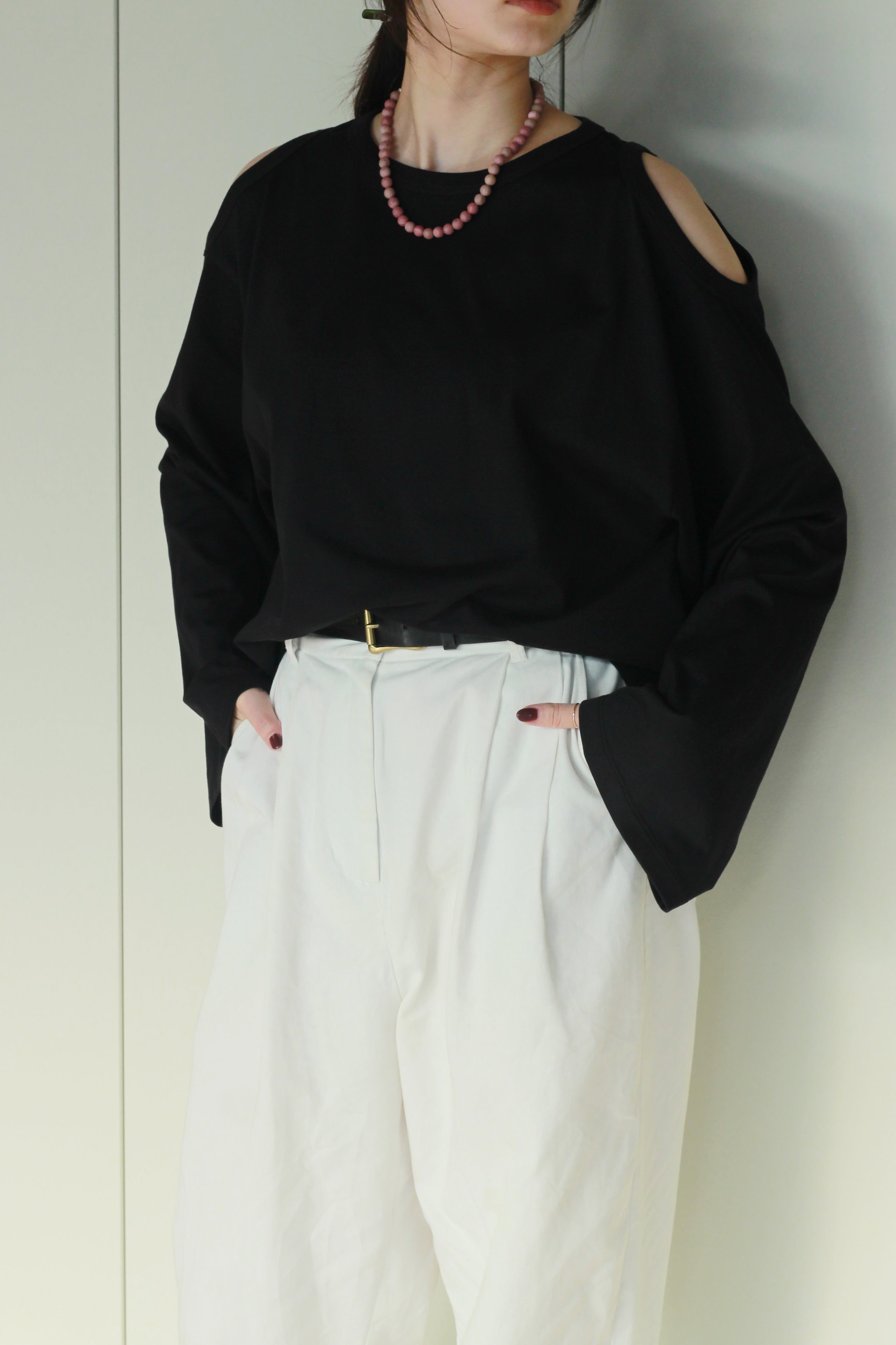 HAKUJI "Compact cotton shoulder hole LS" (black)