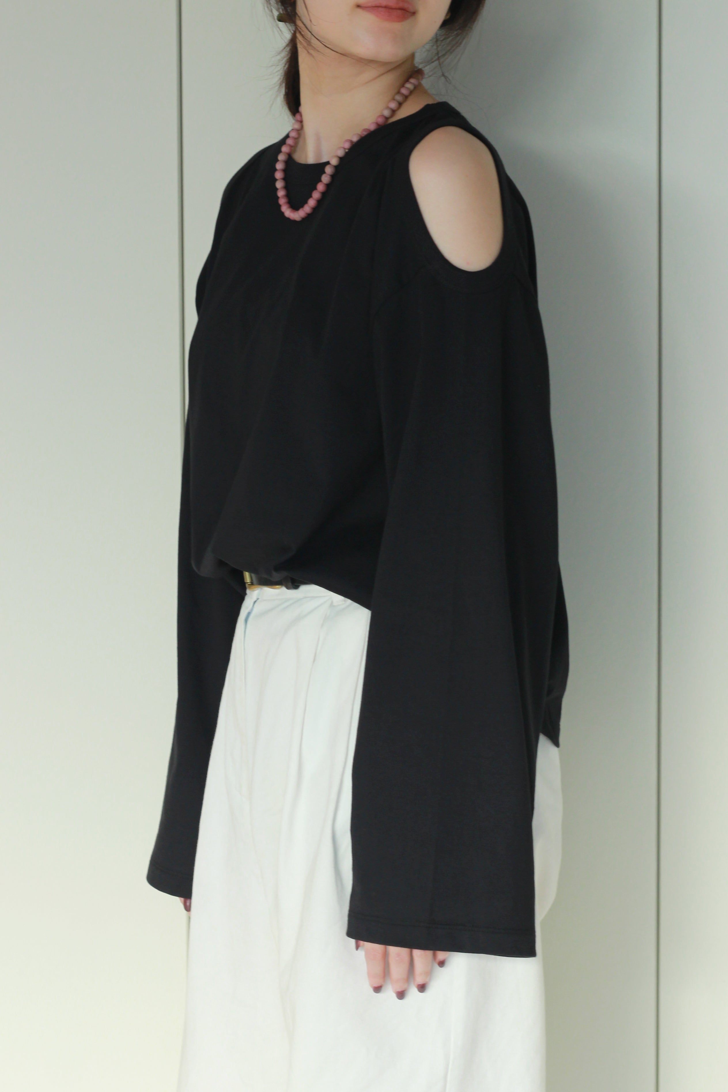 HAKUJI "Compact cotton shoulder hole LS" (black)