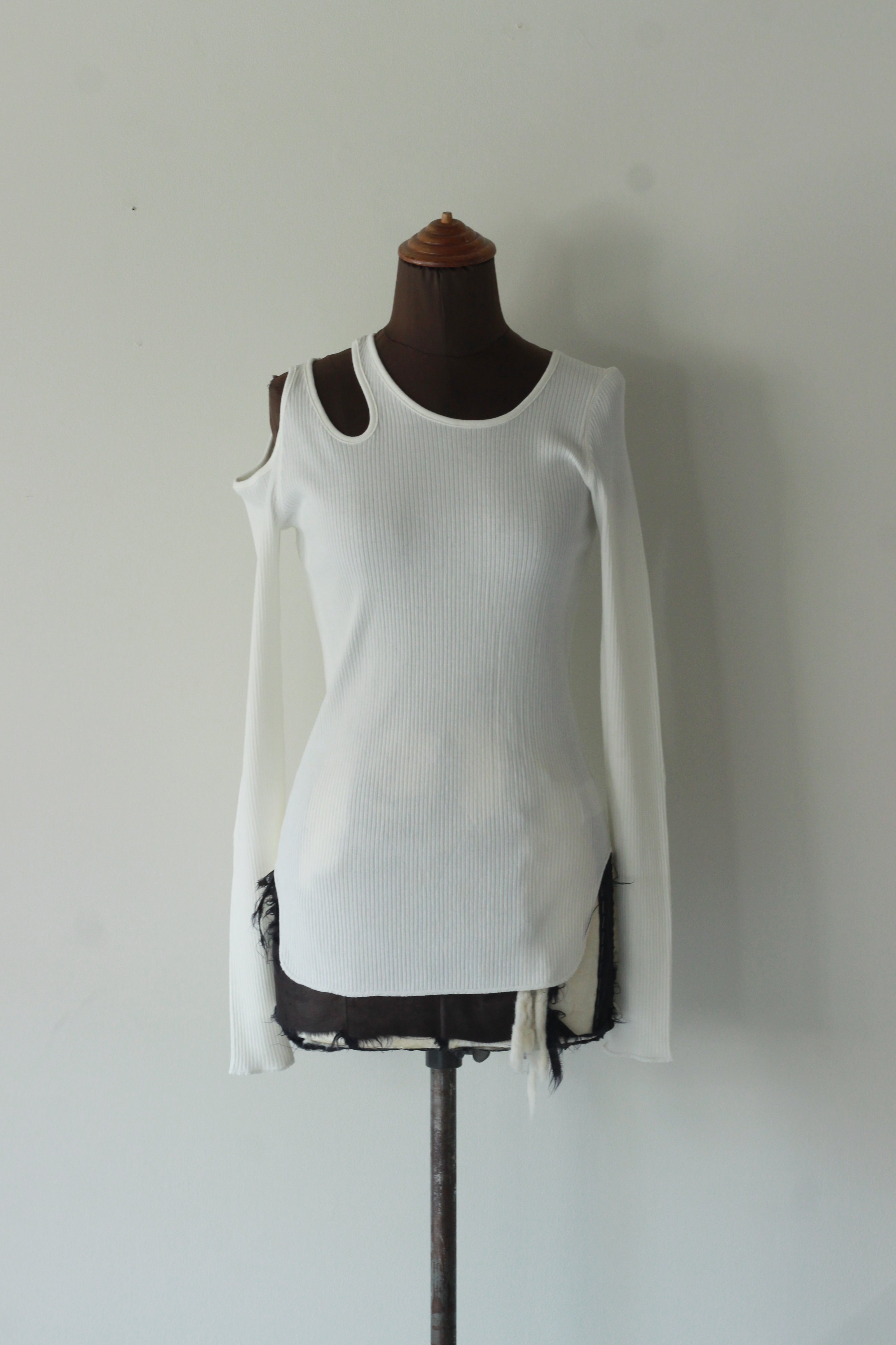 HAKUJI "Organic cotton shoulder hole LS" (white)