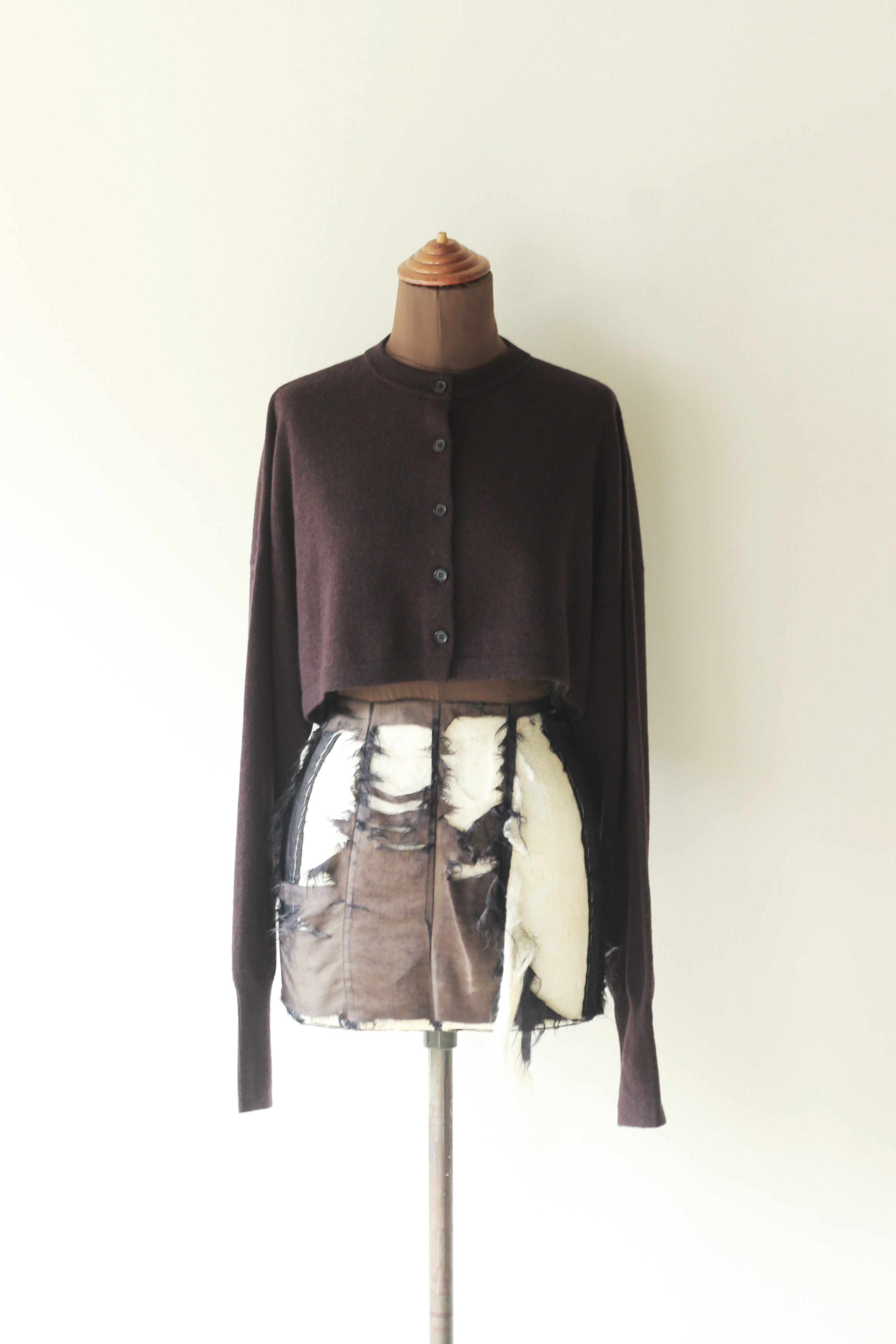 VILLD "wool short cardigan" (brown)