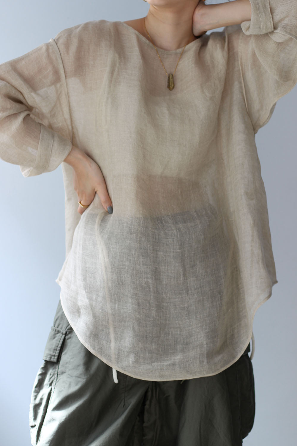 ERiKOKATORi "linen gauze top" (natural)