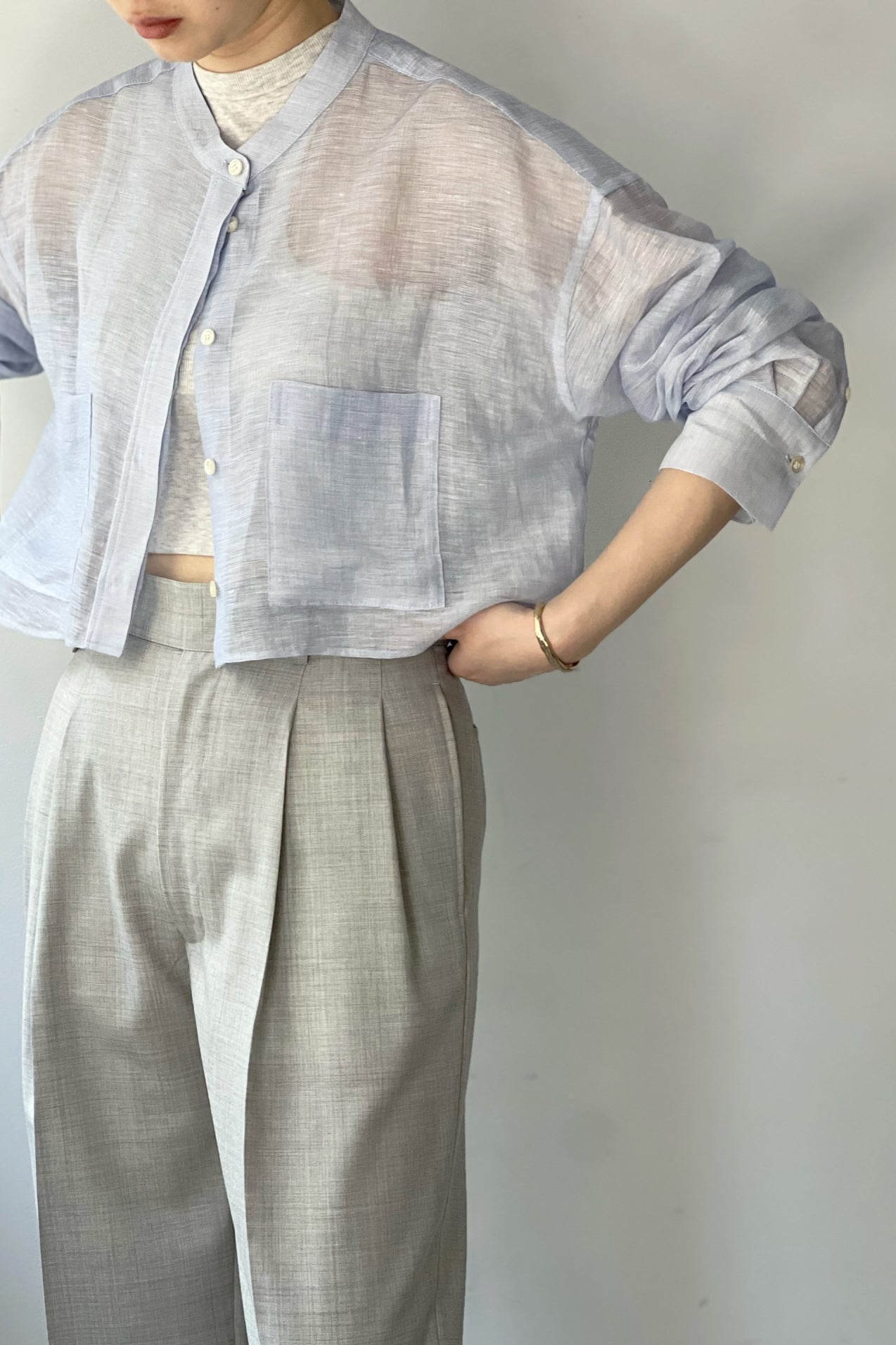 VILLD "Cropped wide shirt" (blue)