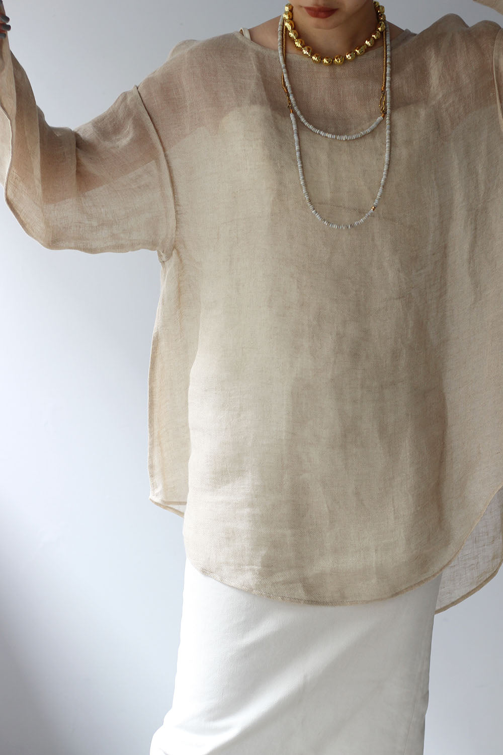 ERiKOKATORi "linen gauze top" (natural)