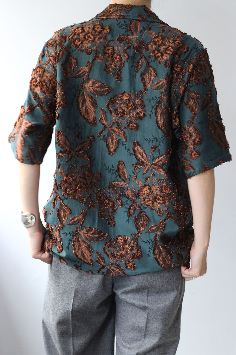 Needles "Cabana Shirt - Flower Cut Jq." (peacock green)