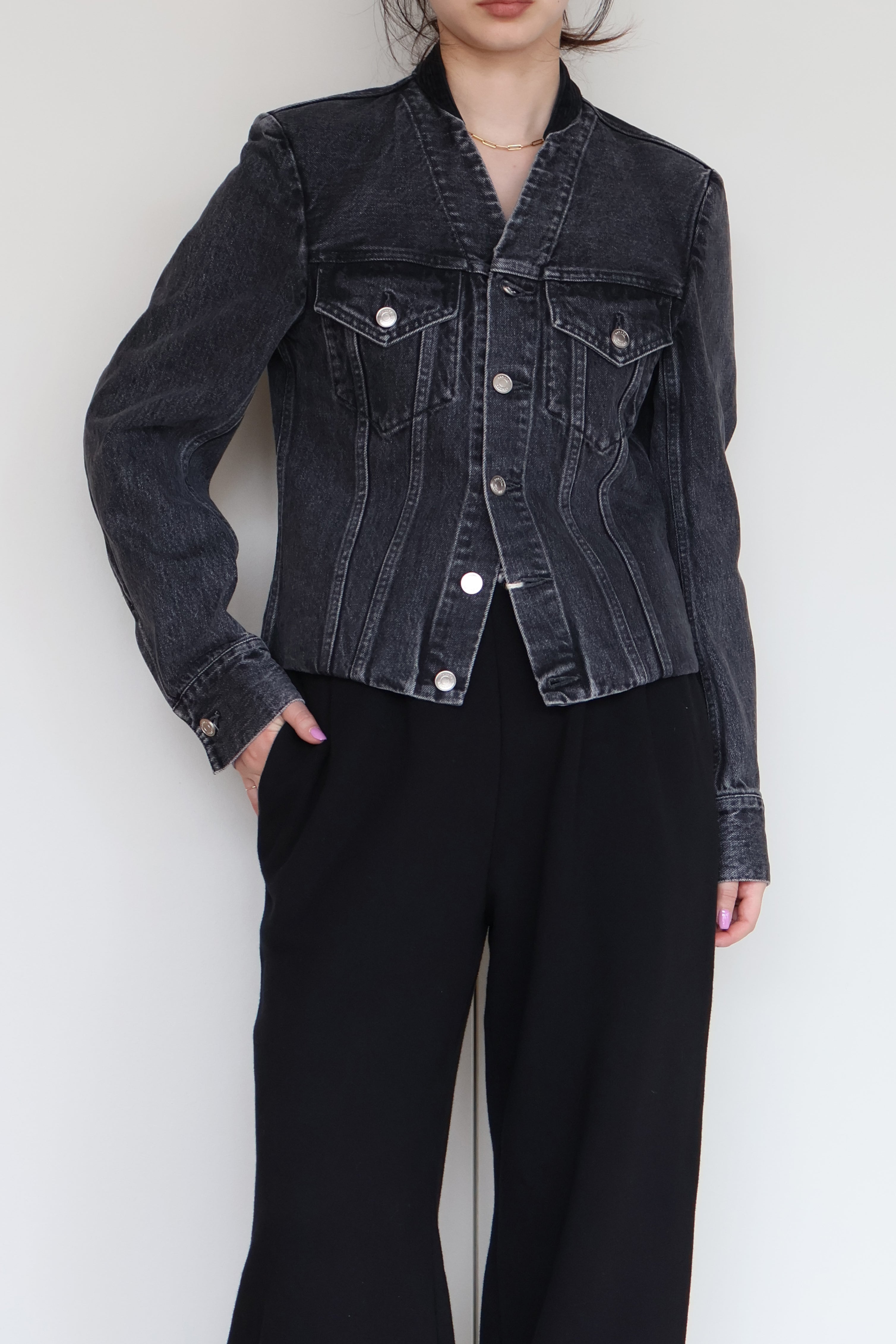 TANAKA "No collar trucker jacket" (gray)