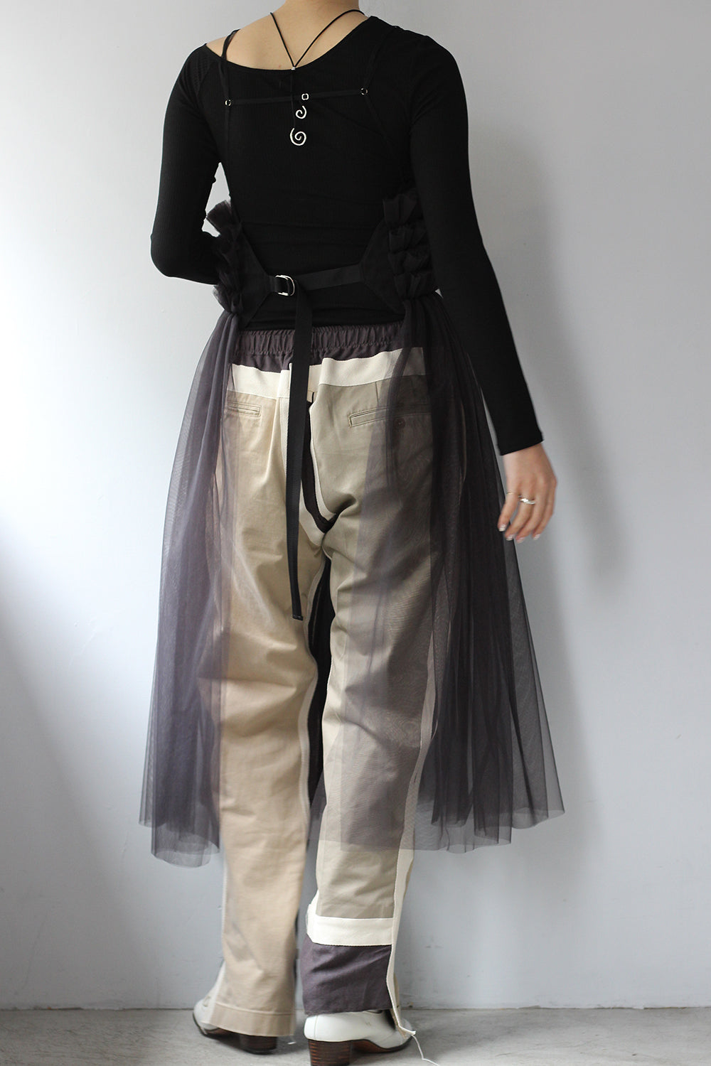 RYU KAGA "Commerbund tulle skirt" (black)